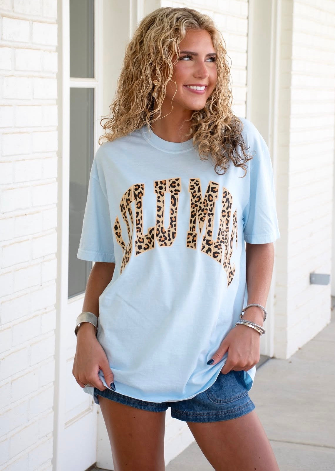 Lulu Mac Leopard Tee - Chambray - YOUTH & ADULT