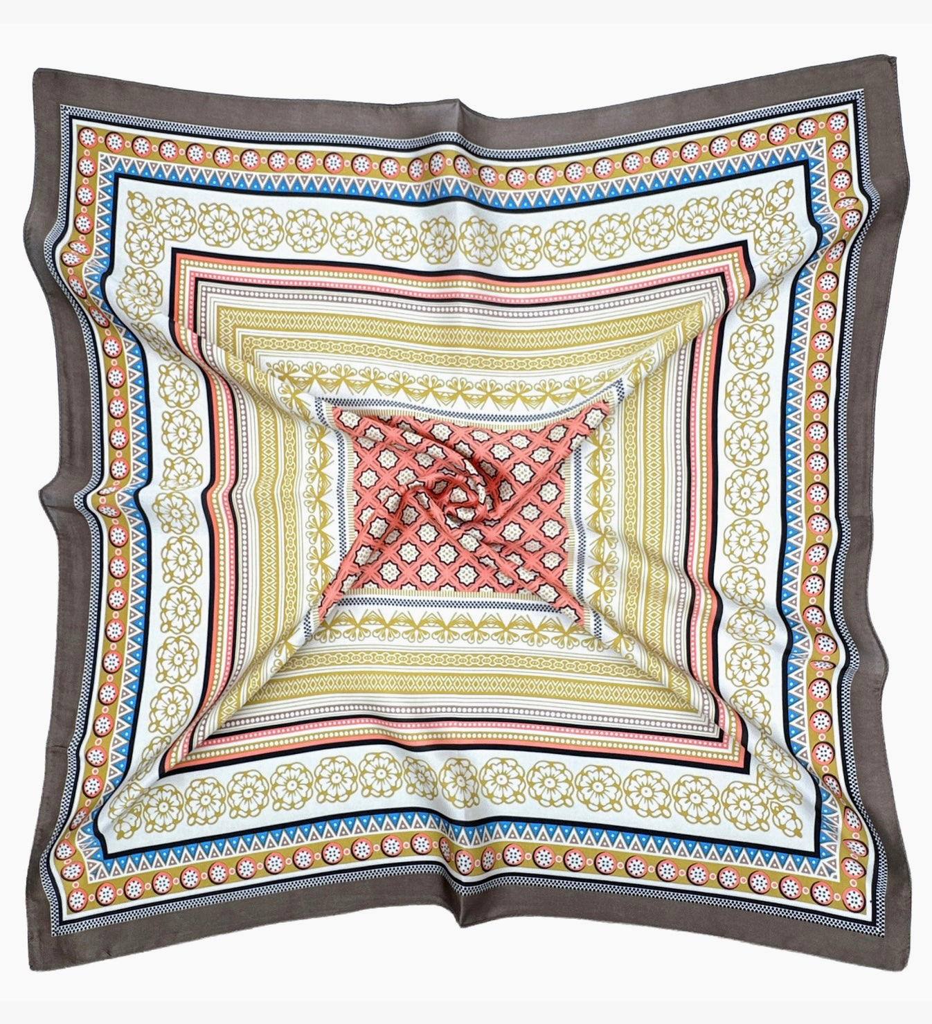 Boho Print Square Scarf - Brown
