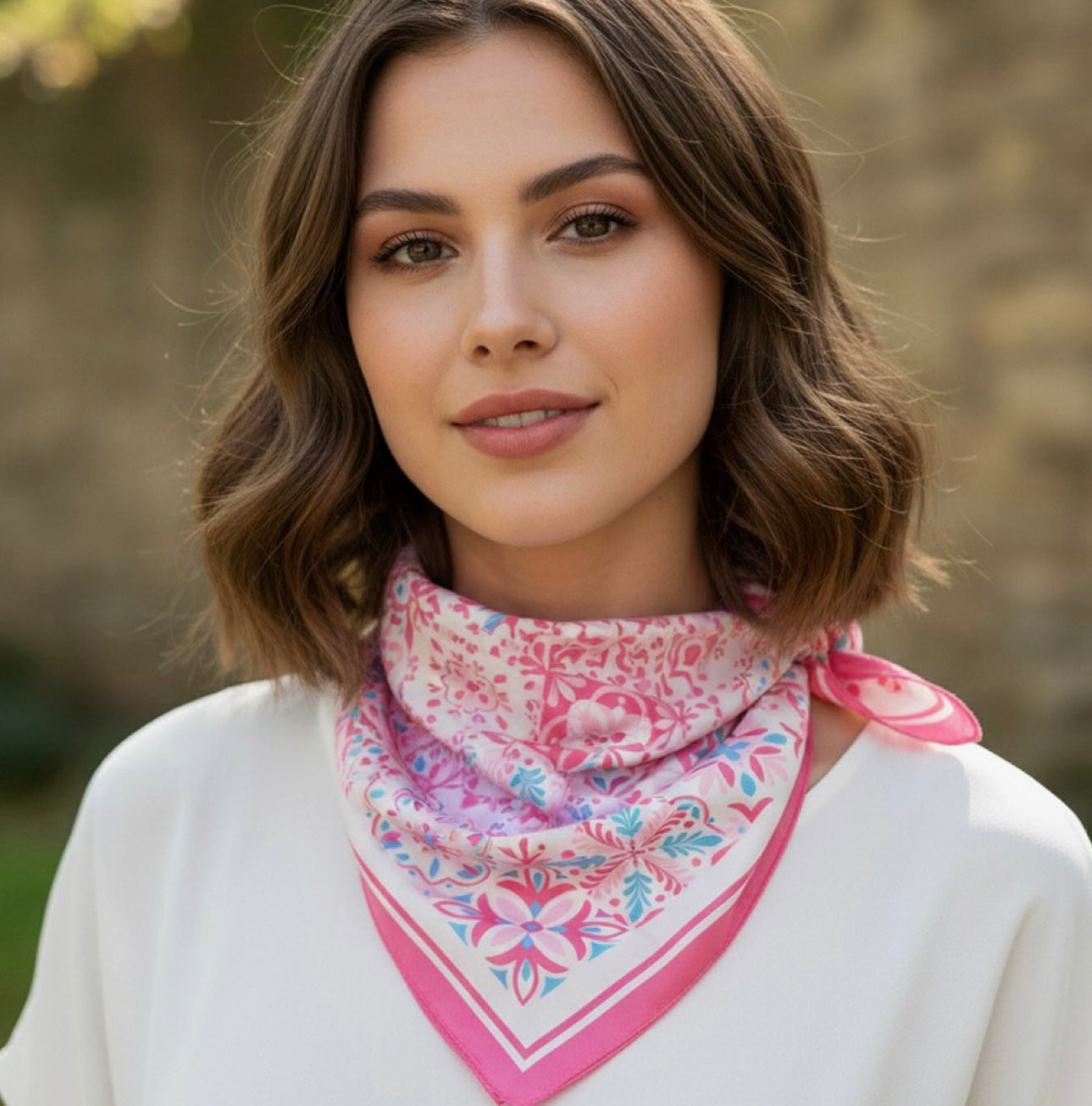 Garden Tile Mosaic Print Bandana - Pink