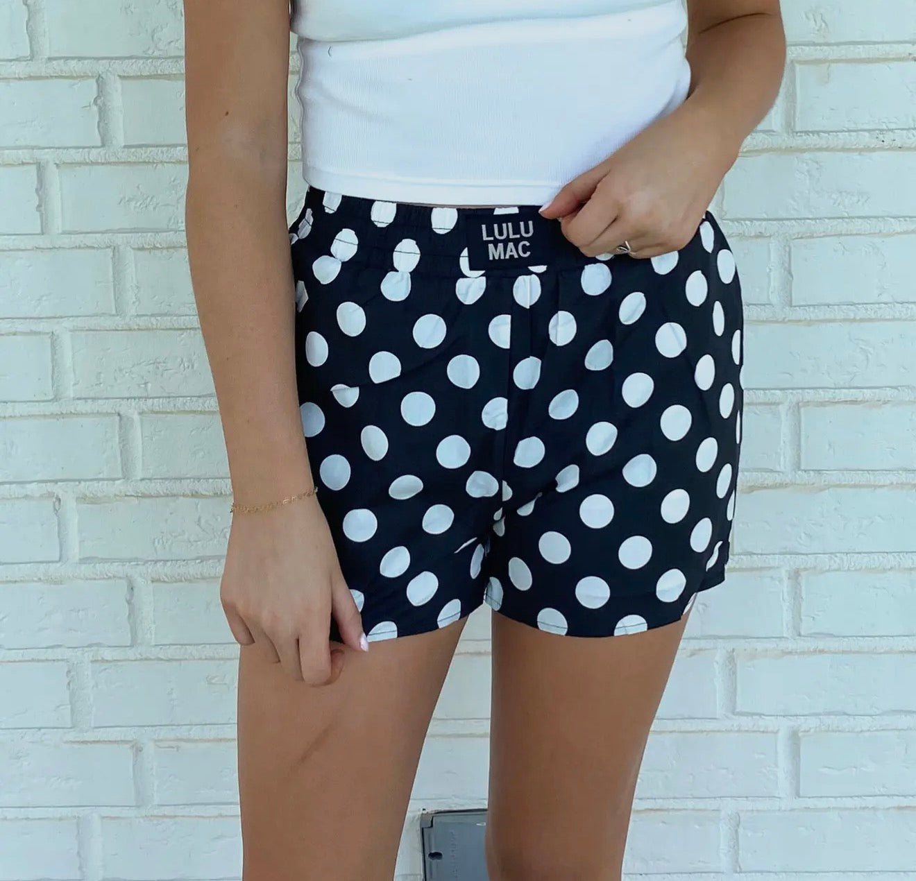Lulu Mac Boxer Shorts - Black Polka Dot
