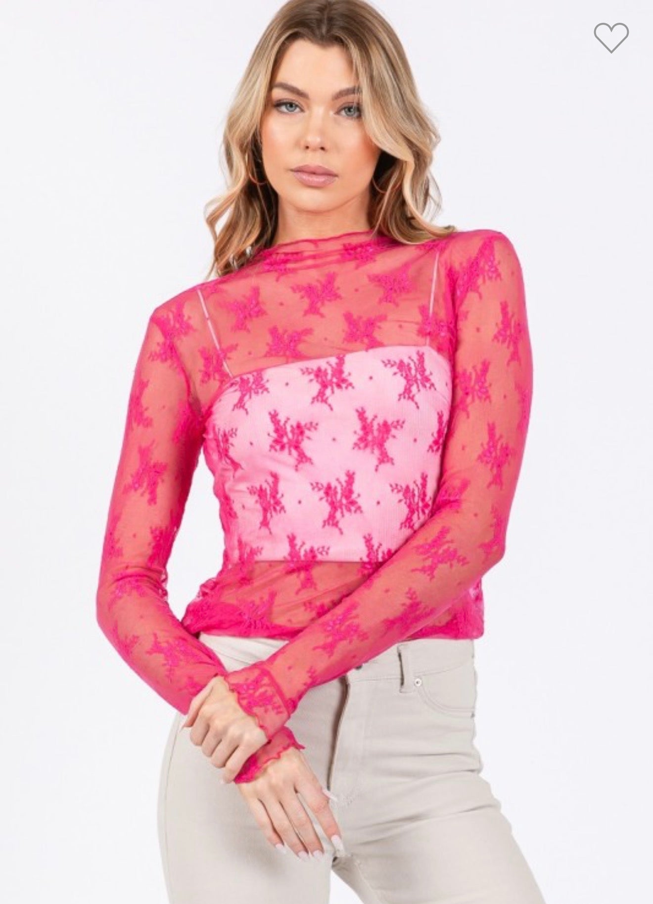 Lace Up Top - Hot Pink
