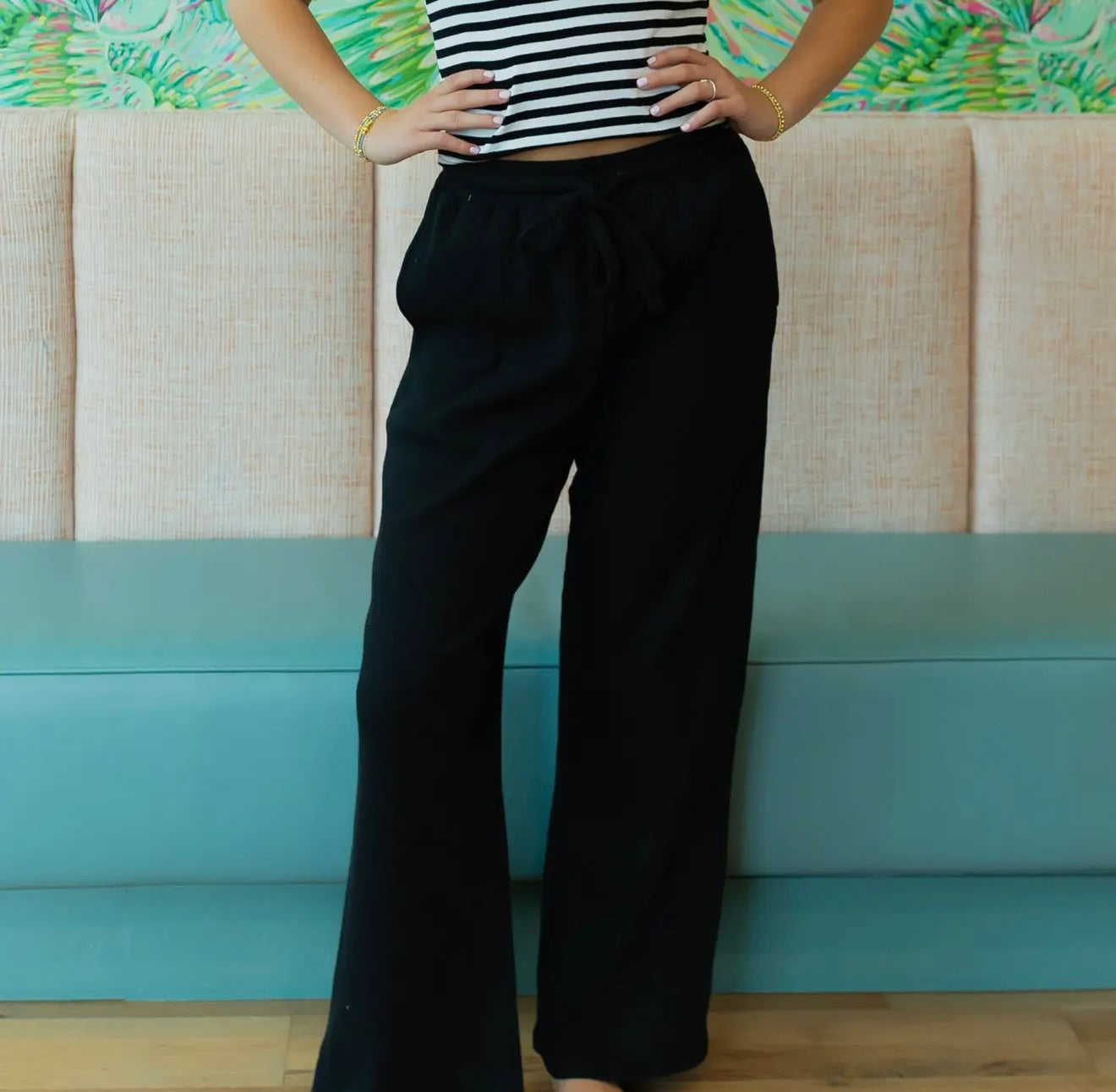 Lulu Mac Waffle Pants - Black