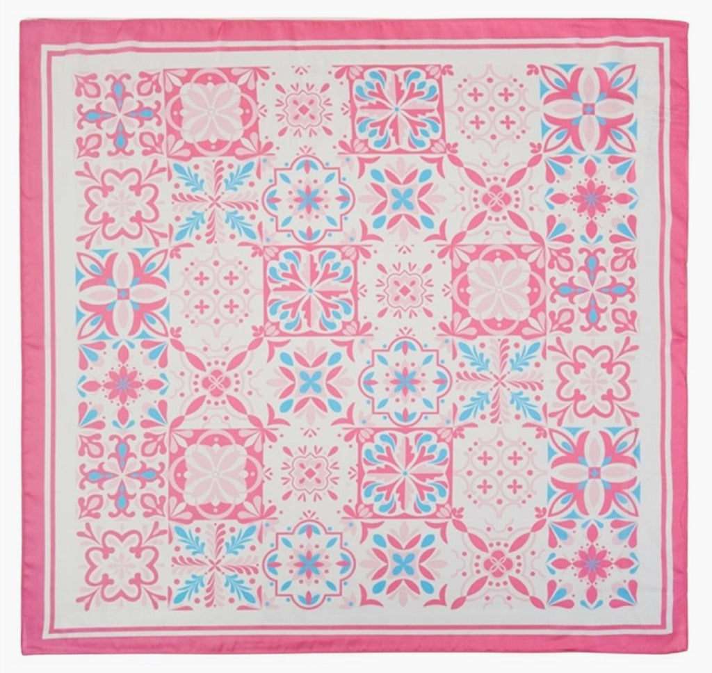 Garden Tile Mosaic Print Bandana - Pink
