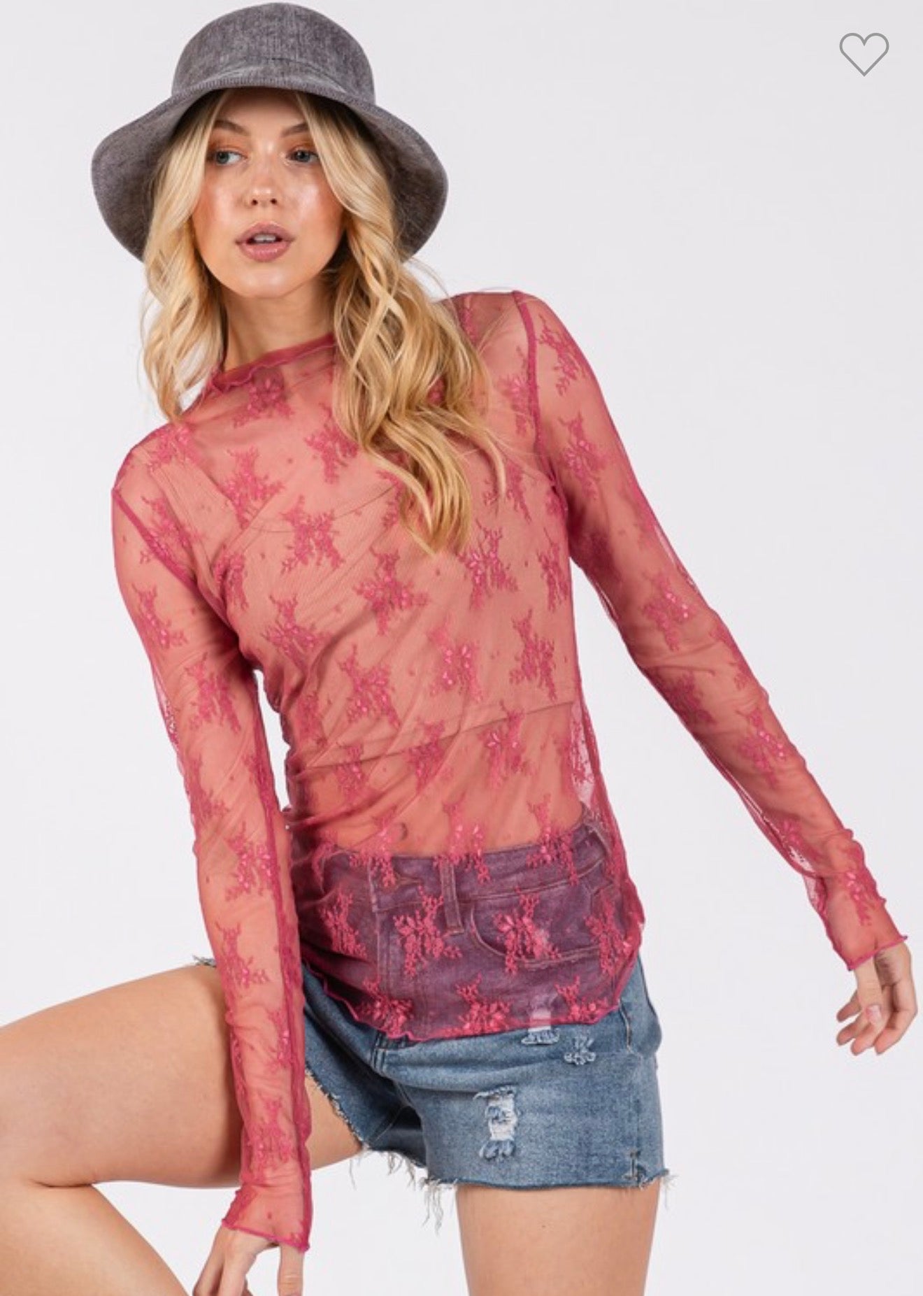 Lace Up Top - Rose
