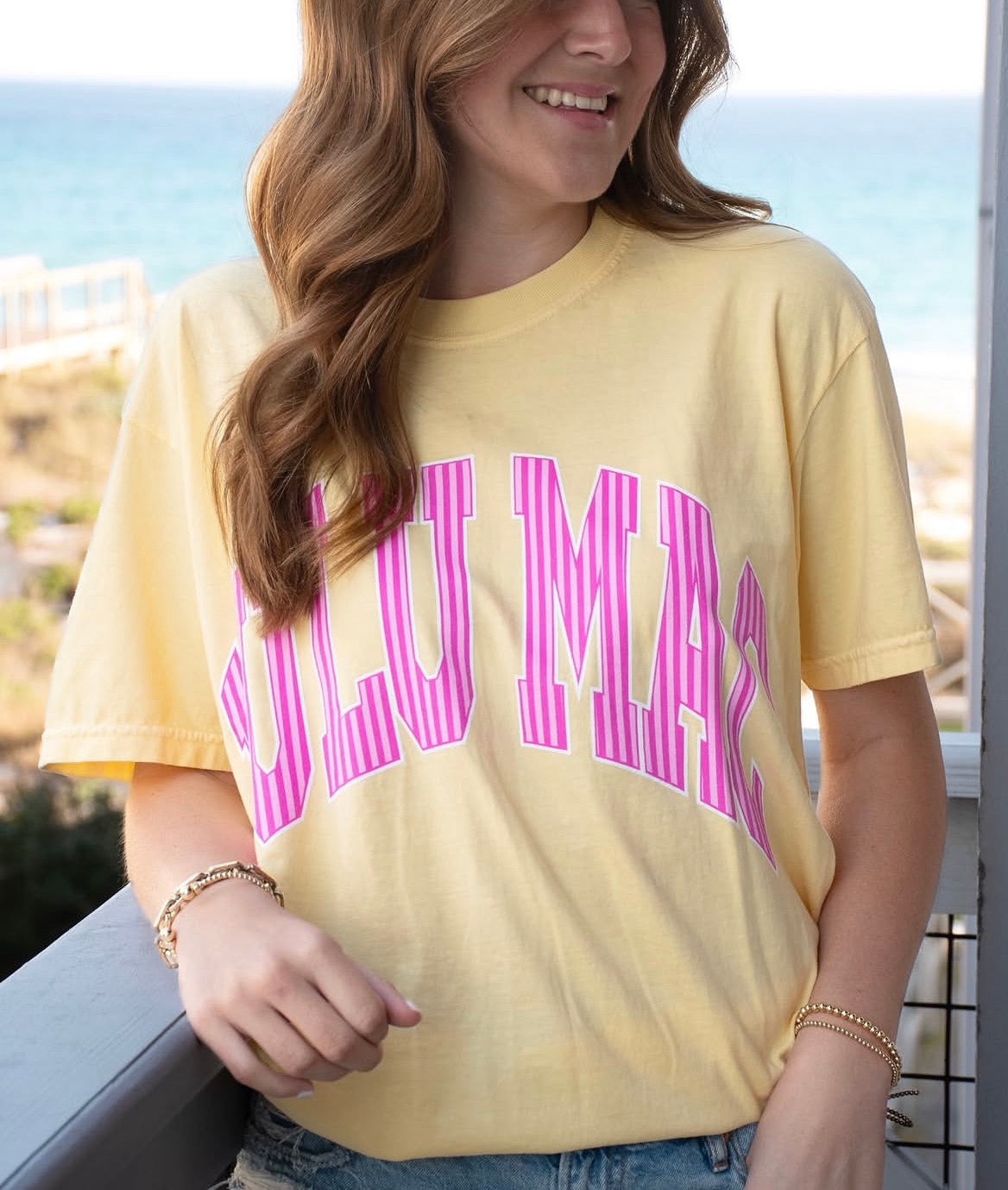 Lulu Mac Striped Tee - Butter - YOUTH & ADULT