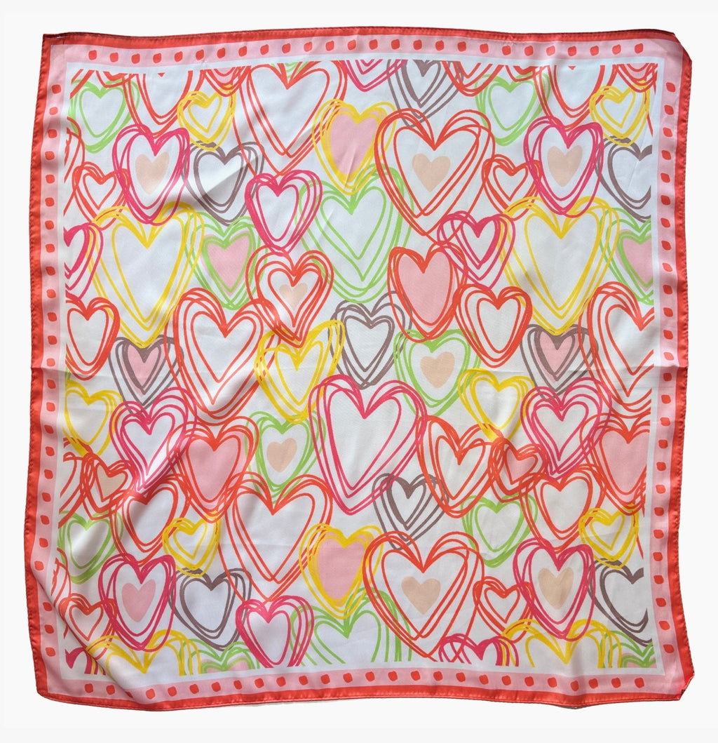 Heart Print Square Scarf