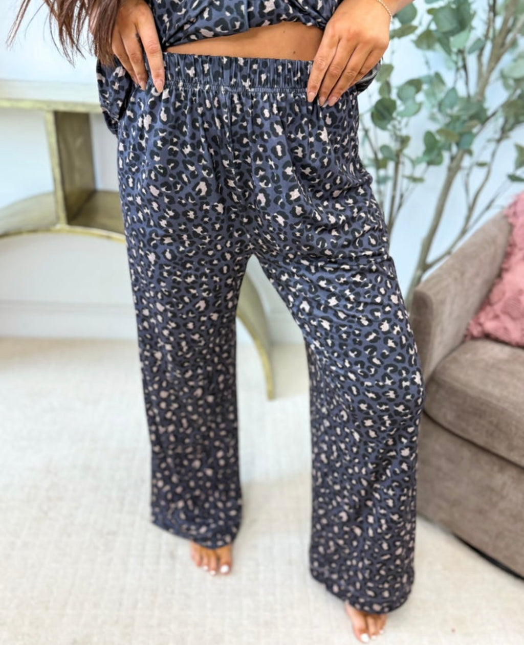 Short Sleeve PJ Set - Indigo Wild Leopard