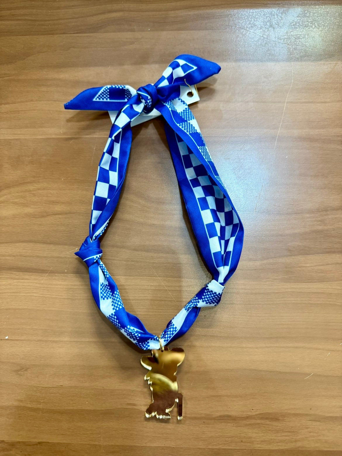 Colonel Reb Scarf Necklace - Navy Checkered