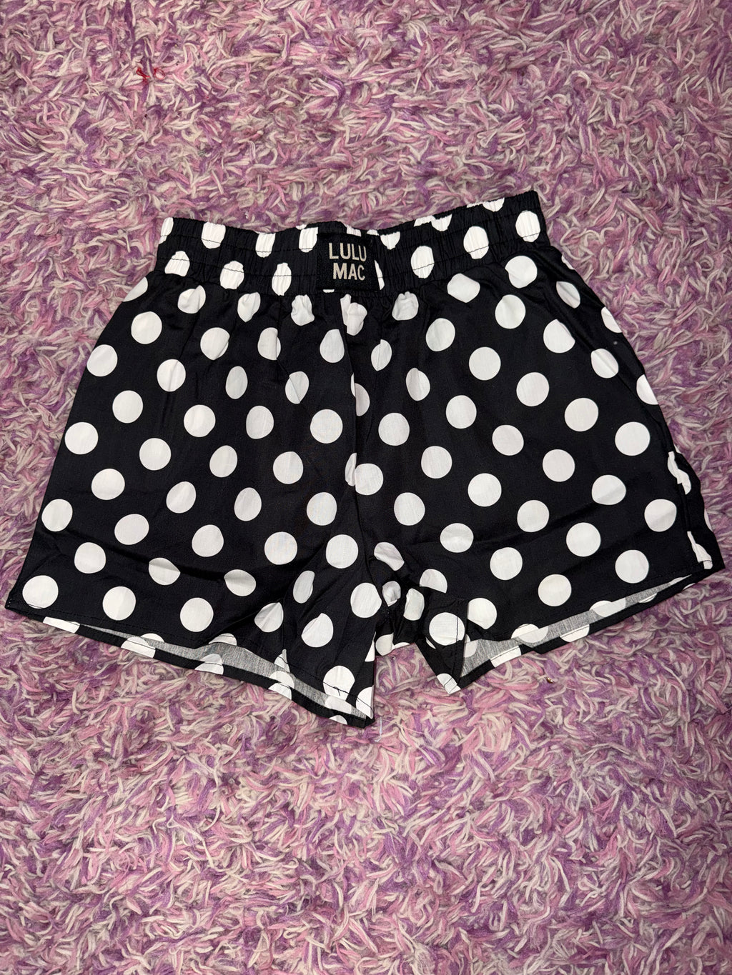 Lulu Mac Boxer Shorts - Black Polka Dot