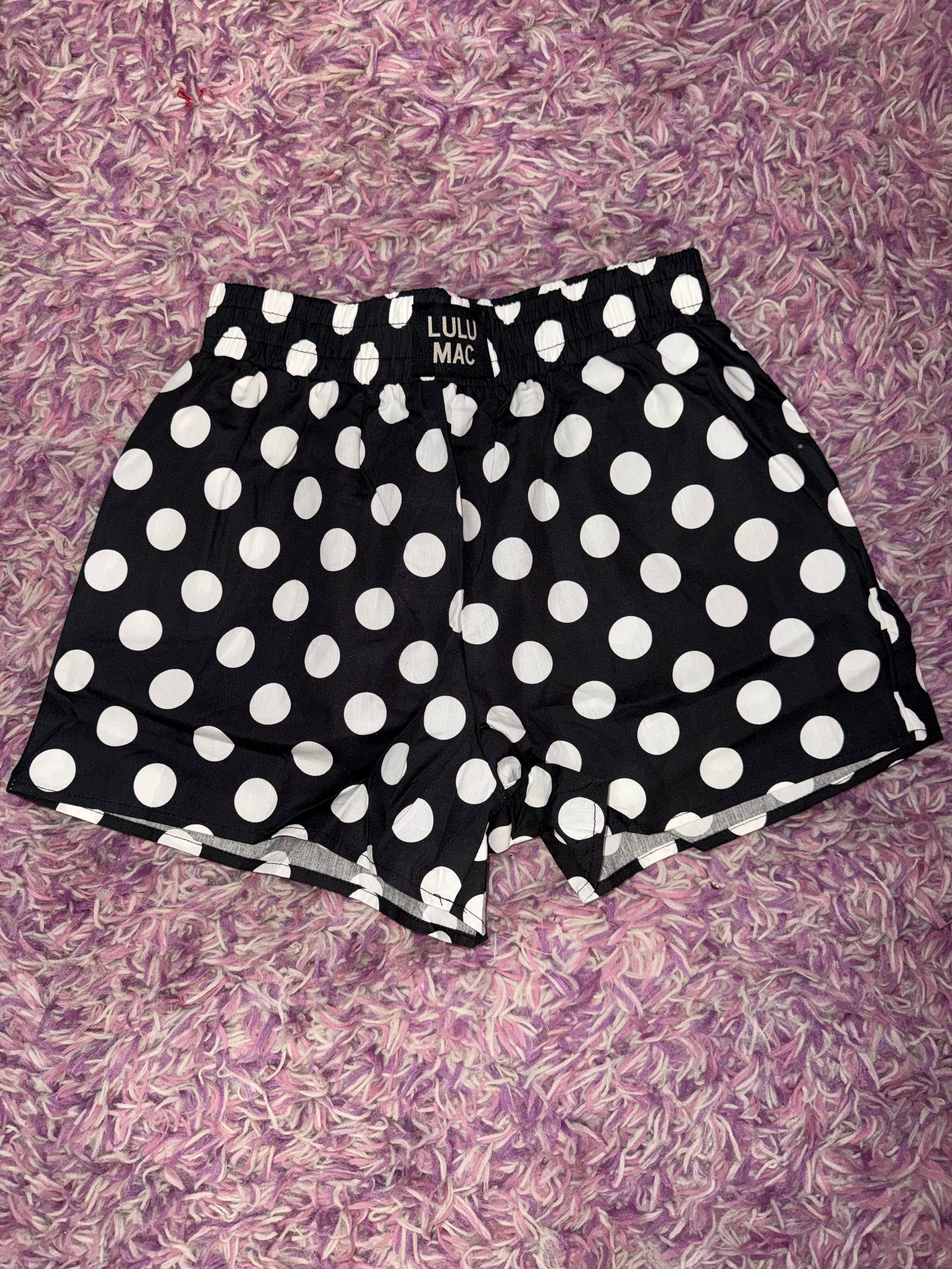 Lulu Mac Boxer Shorts - Black Polka Dot