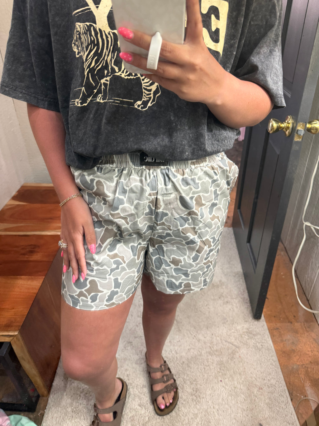 The Abbie Boxer Shorts - Sage Green Duck Camo