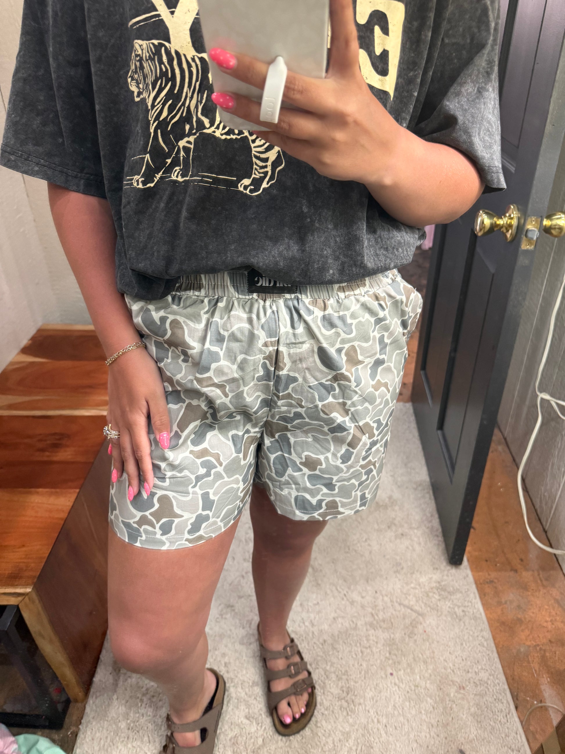 The Abbie Boxer Shorts - Sage Green Duck Camo
