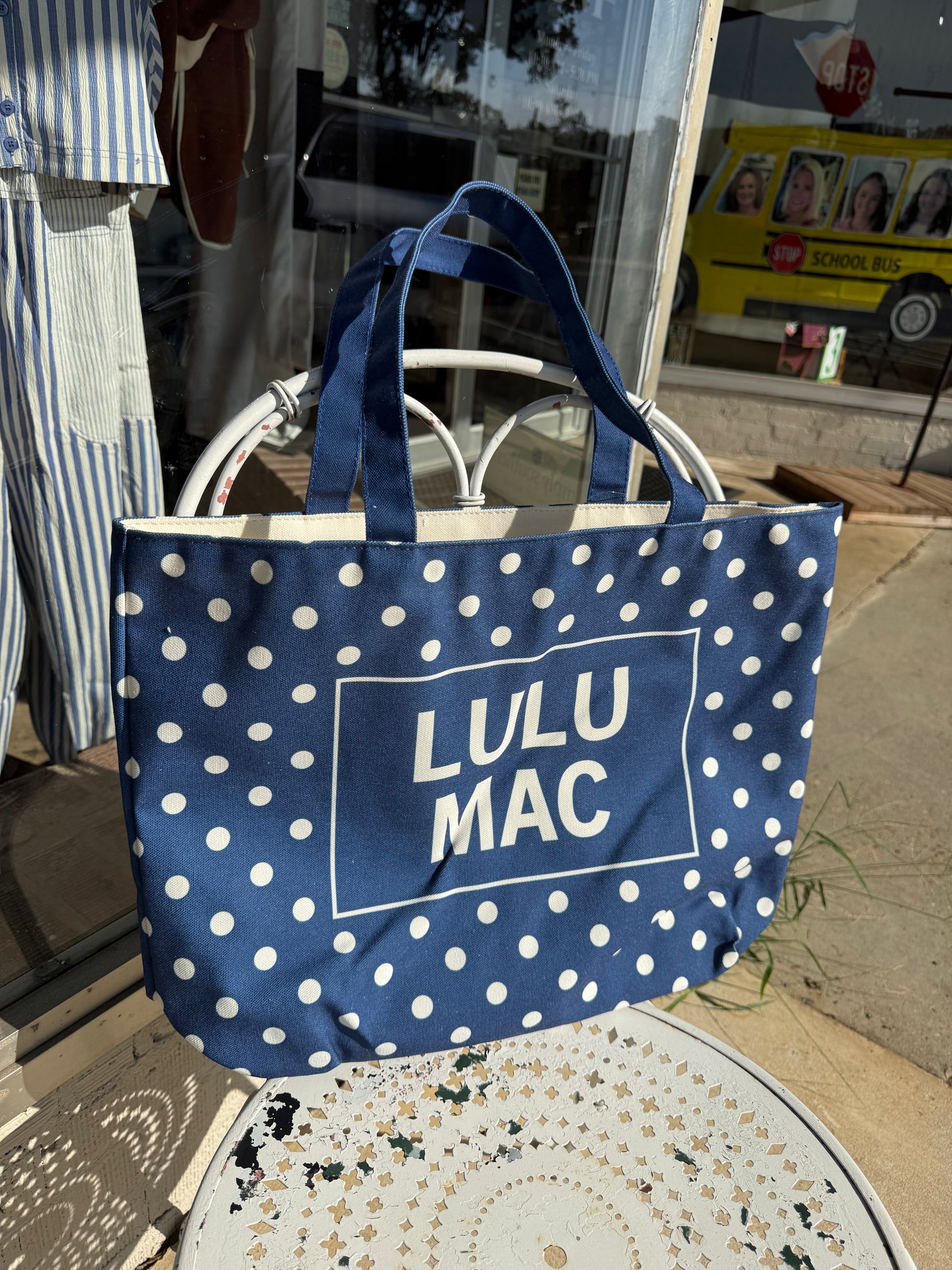 Lulu Mac Tote Bag - Navy Dot