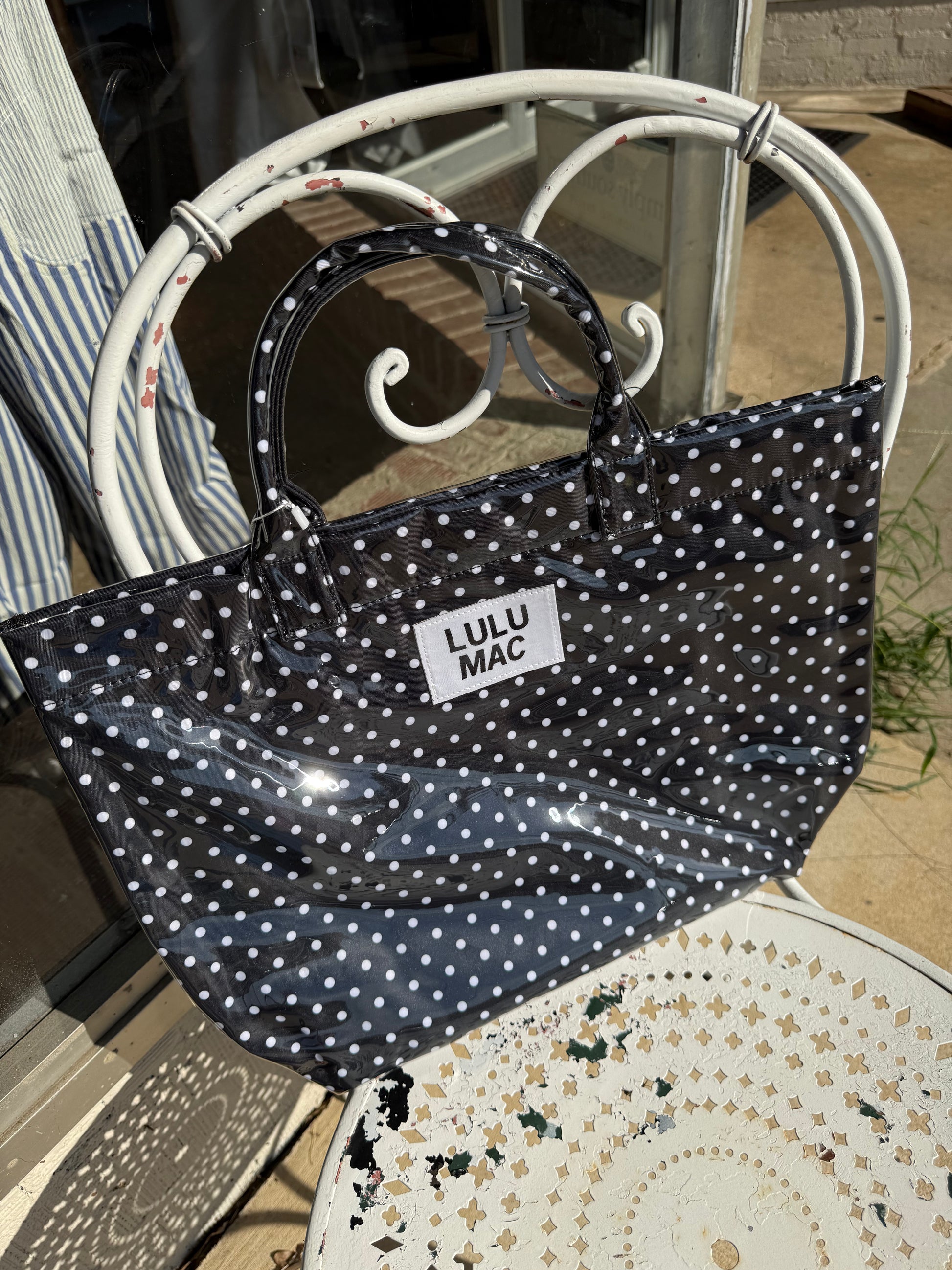 Lulu Mac Tote Bag - Black/White Dot