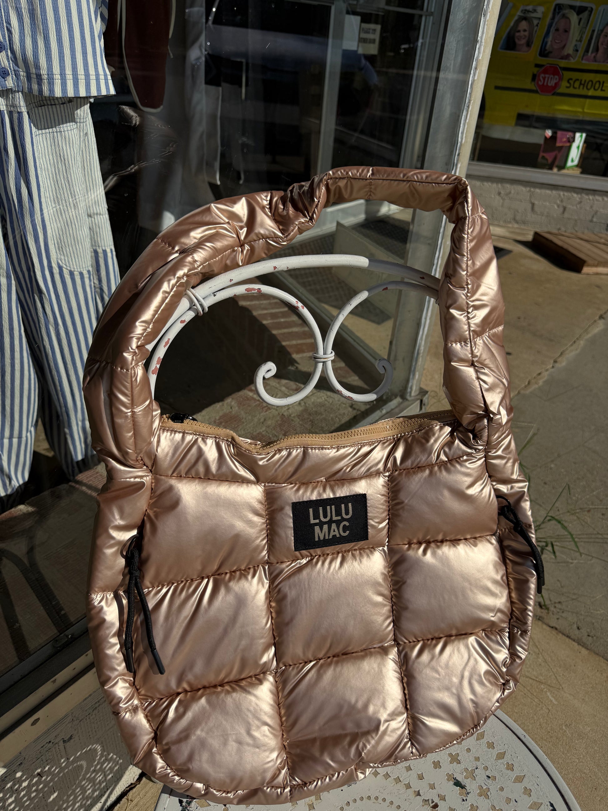 Lulu Mac Puffer Metallic Tote Bag - Champagne