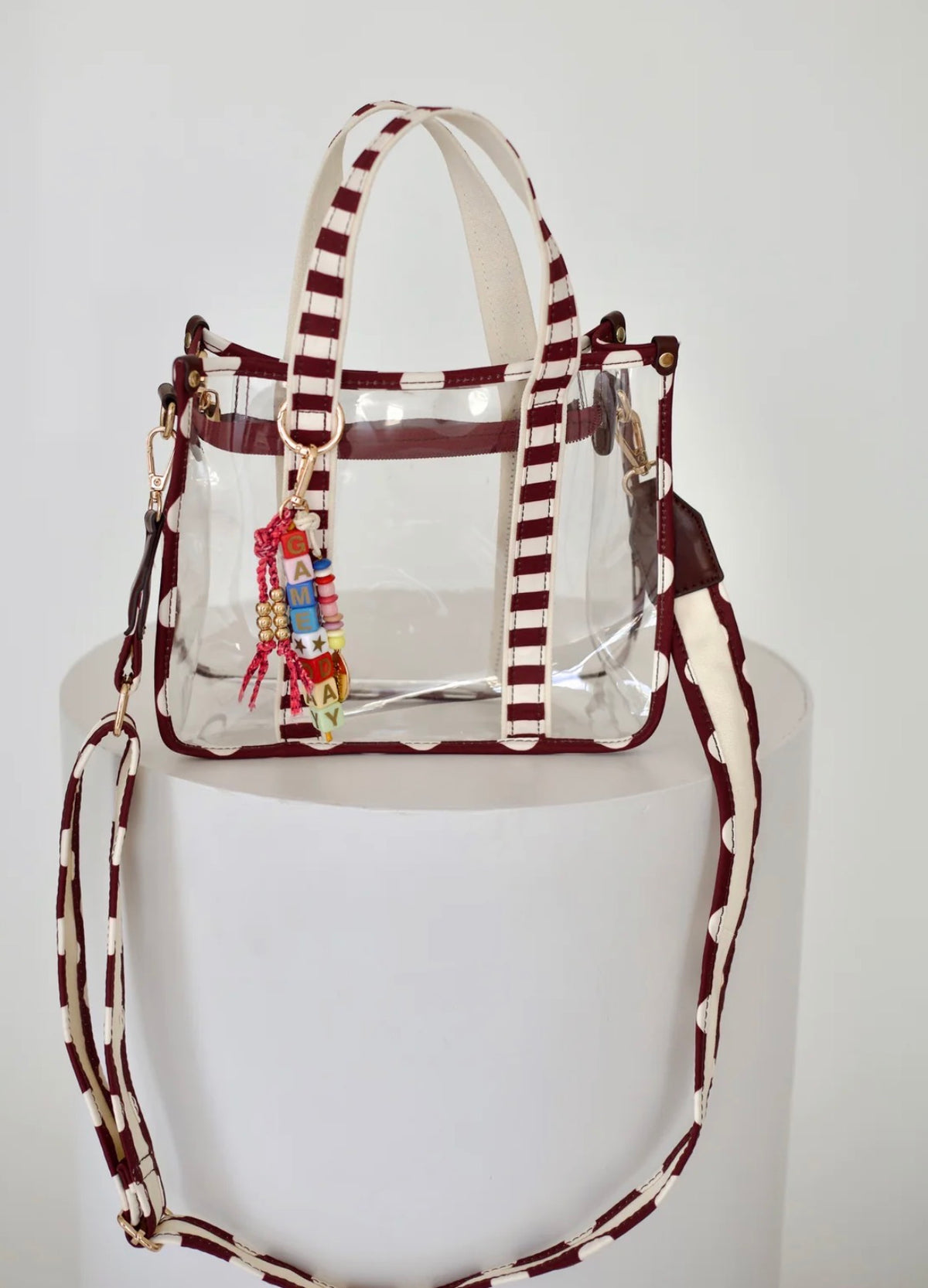 Game Day Clear Stadium Tote - Maroon