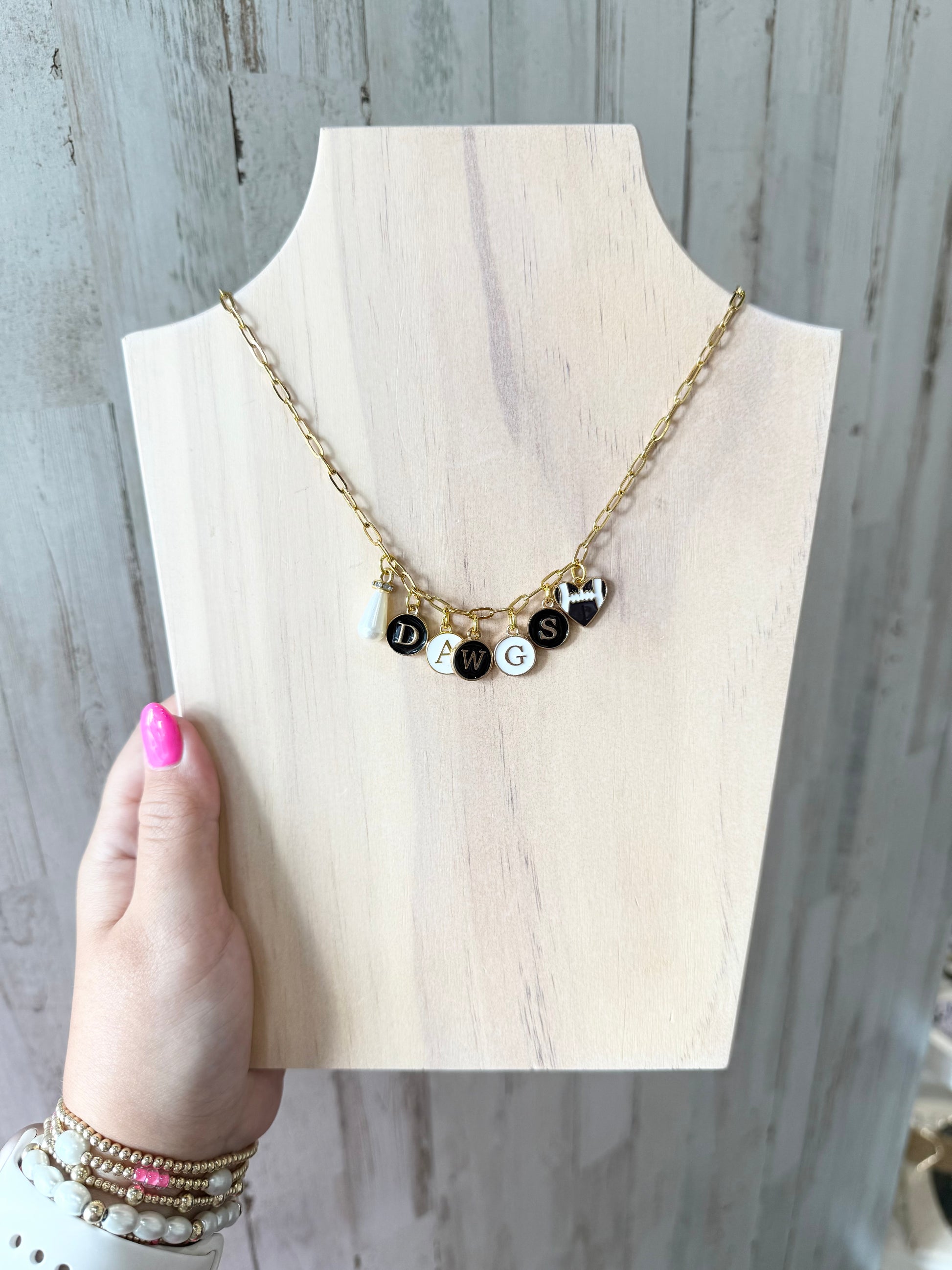 DAWGS Charm Necklace - Pearl/Football