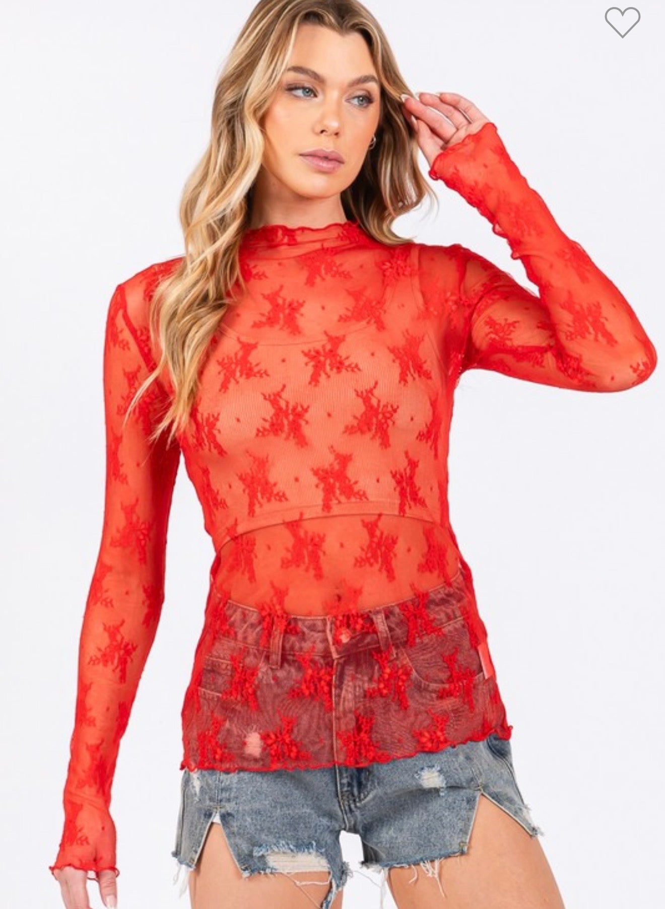 Lace Up Top - Red