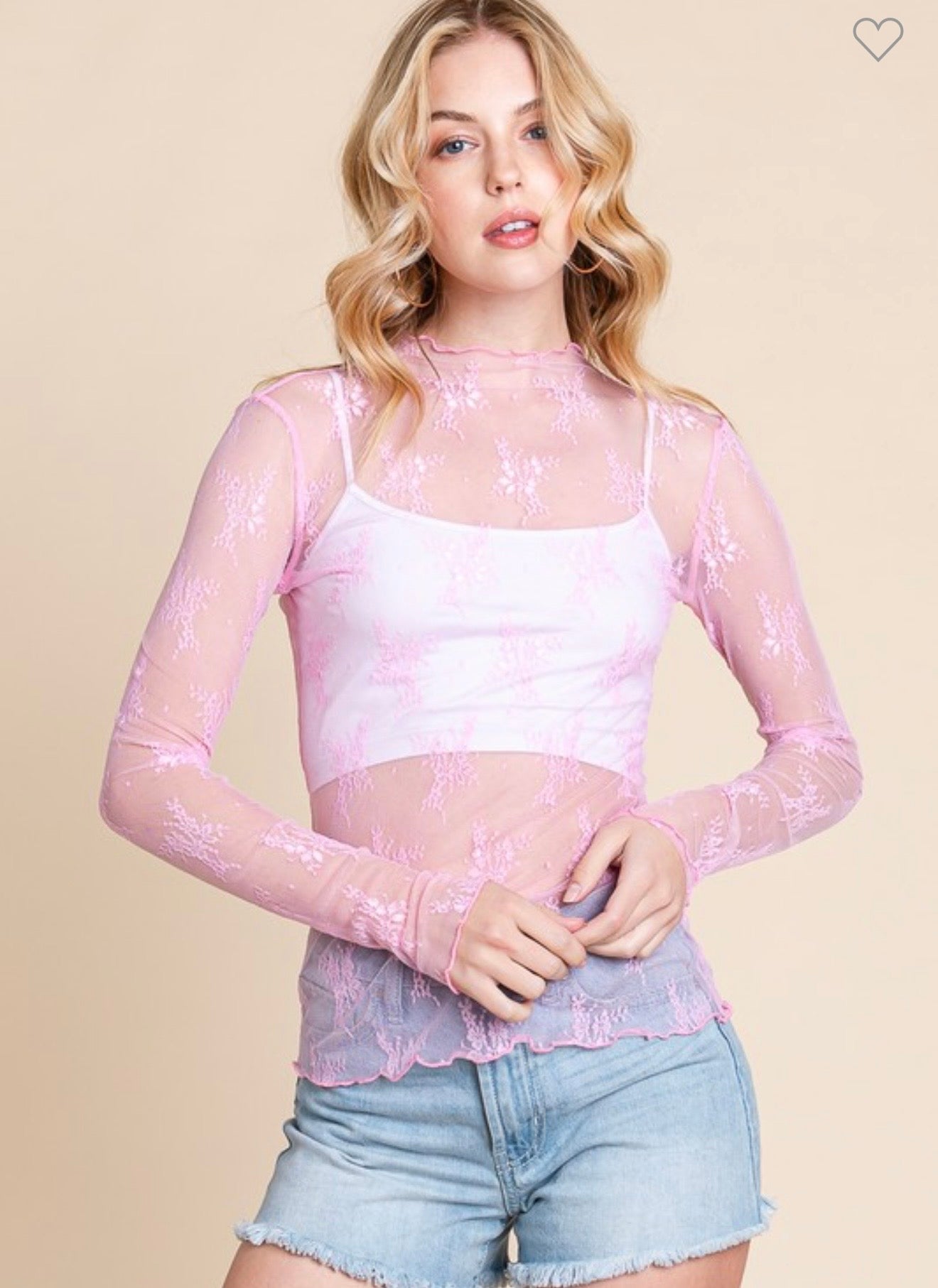 Lace Up Top - Pink