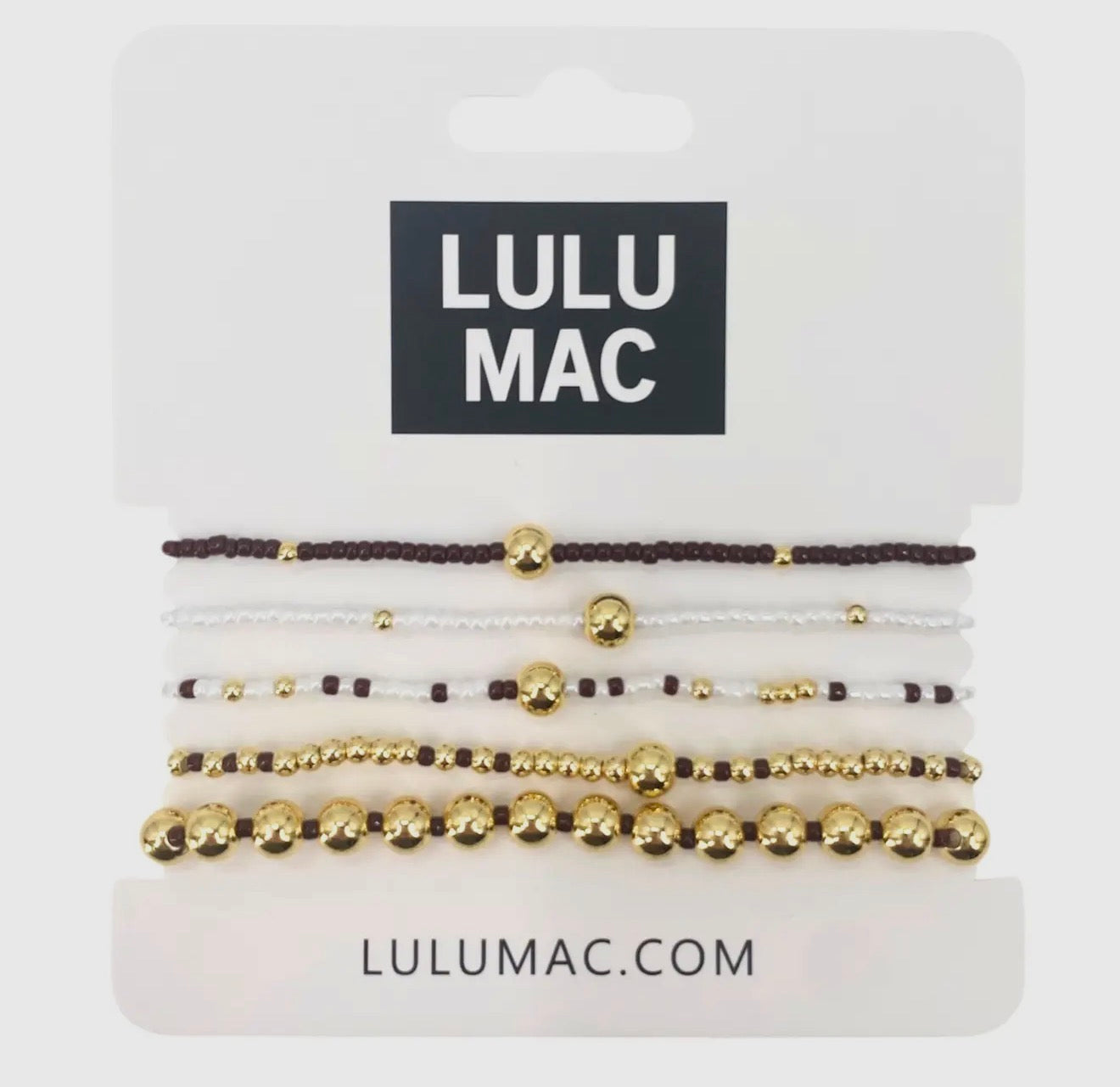 Lulu Mac Bracelet Set - Maroon/White