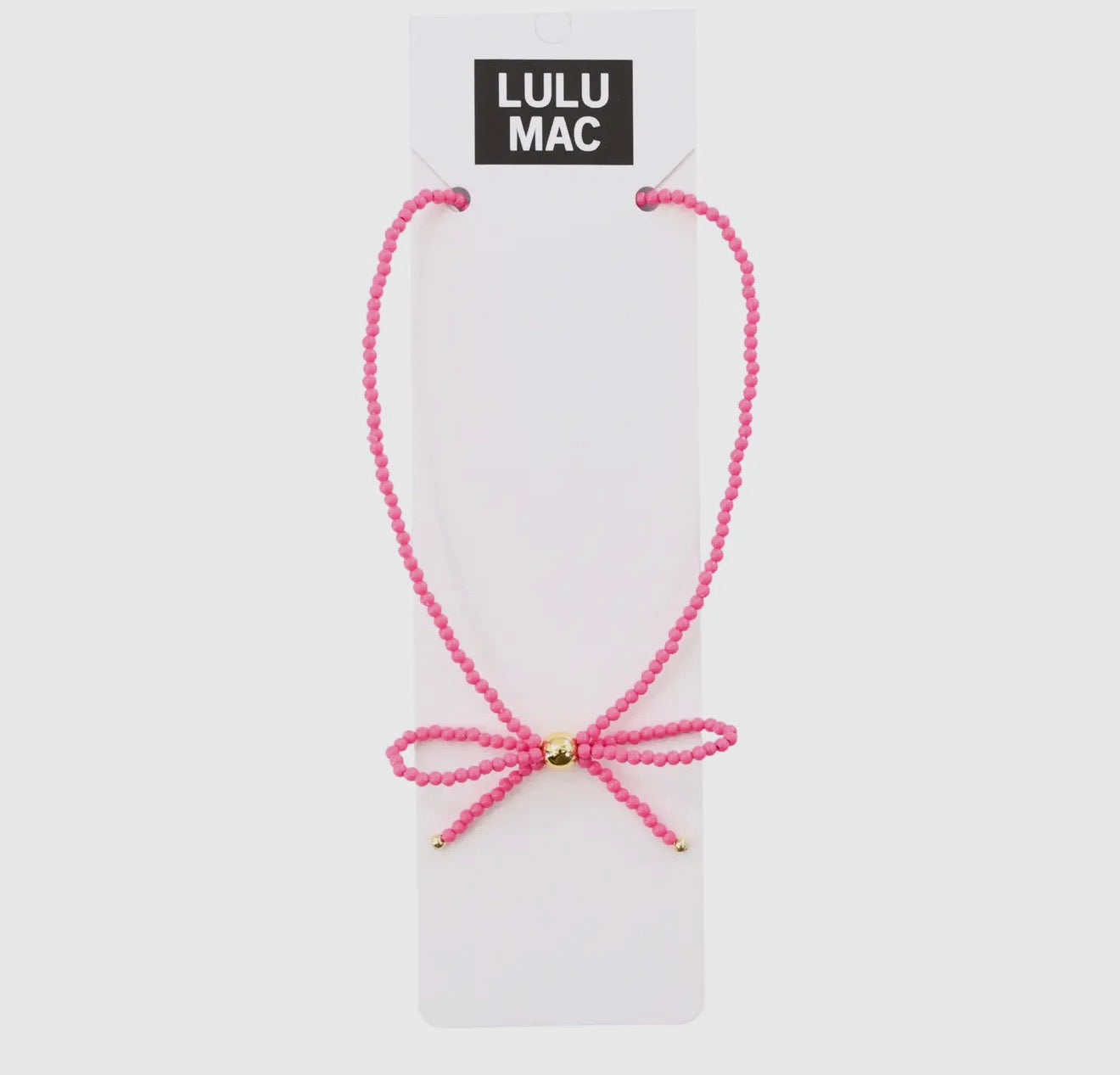 Lulu Mac Bow Necklace - Hot Pink