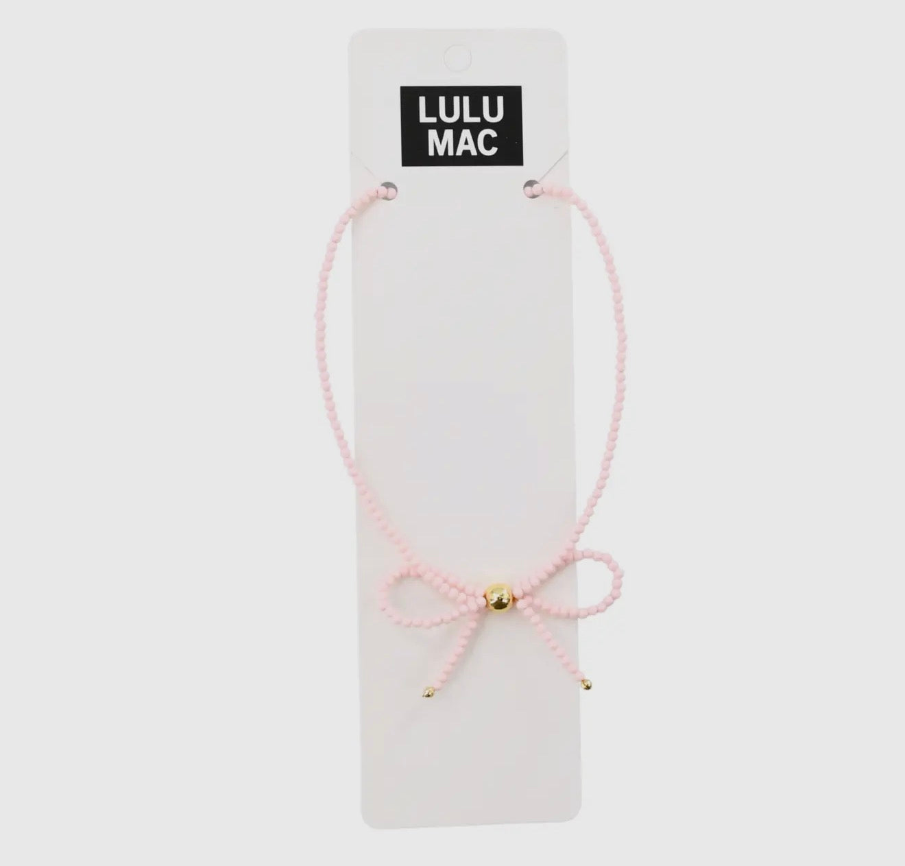 Lulu Mac Bow Necklace - Light Pink