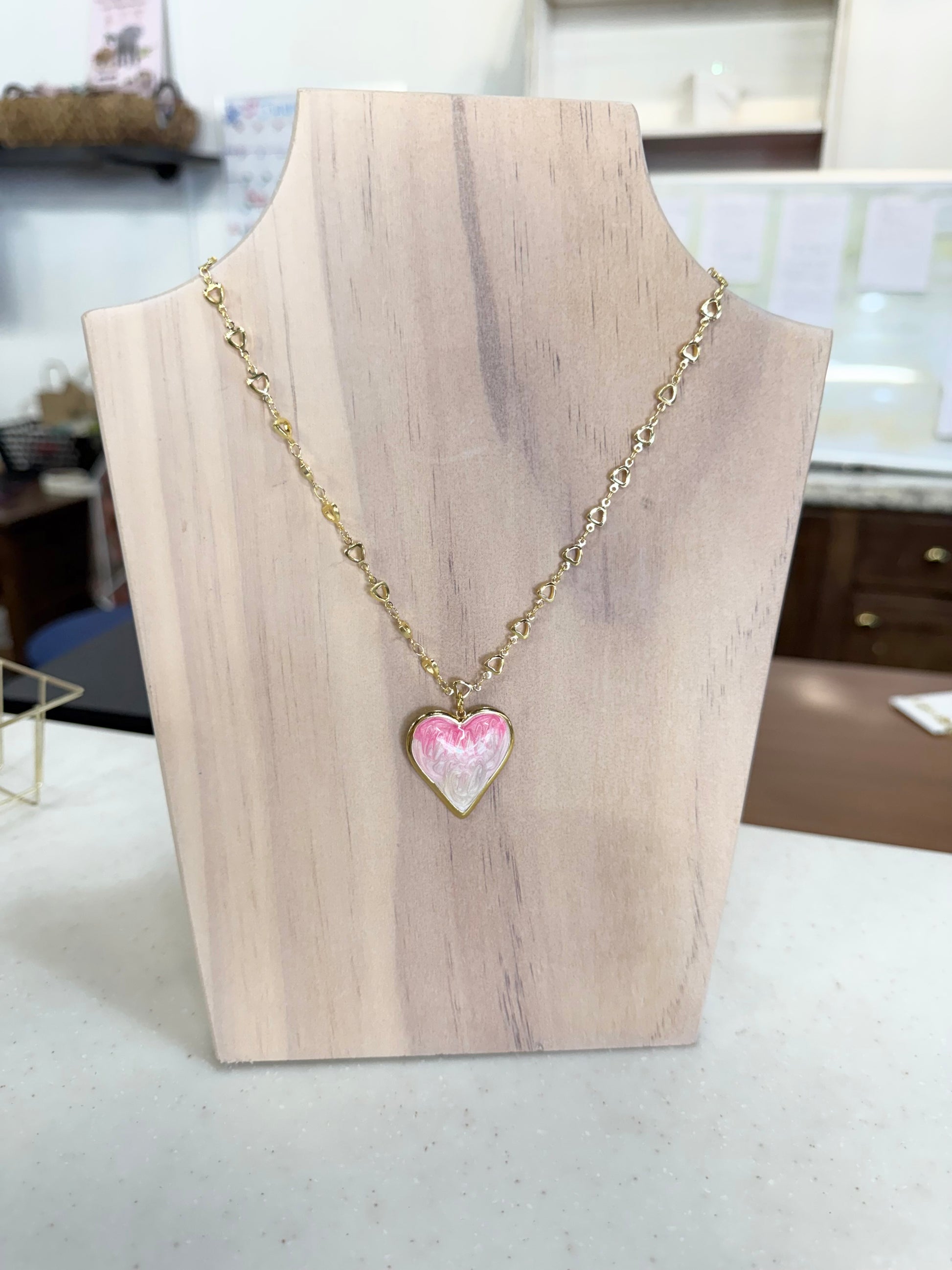 Pink Heart Charm Necklace