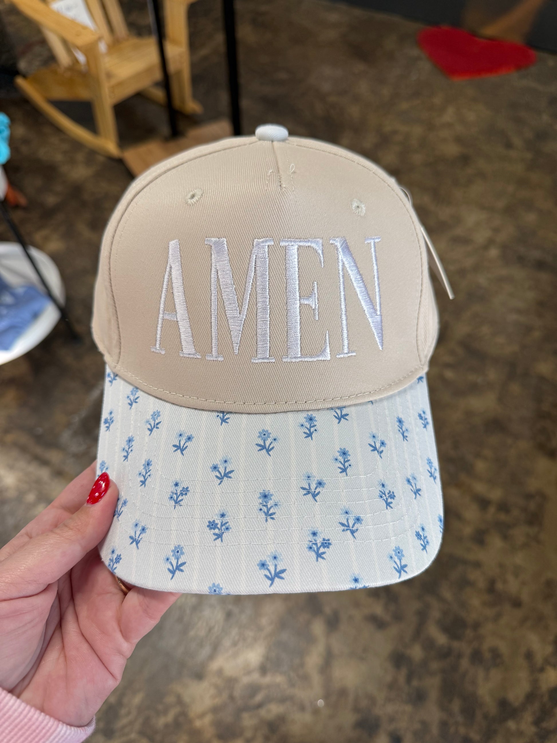Amen Hat - Light Blue Floral