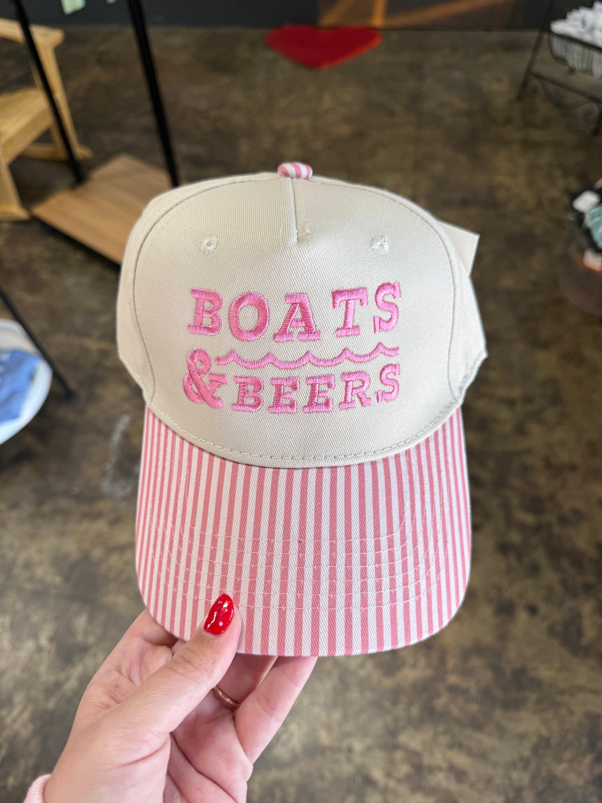 Boats & Beers Hat - Pink/Light Pink