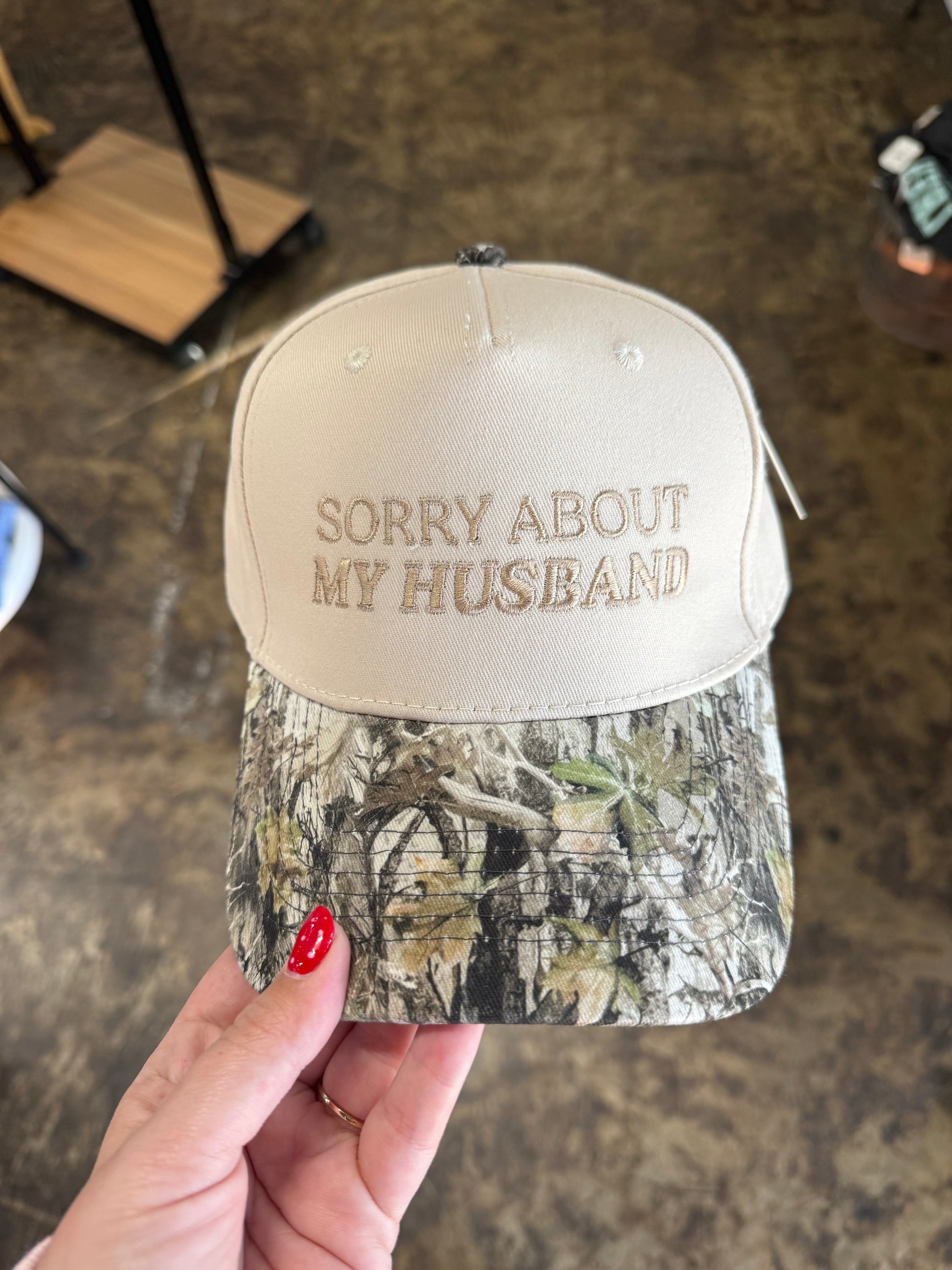 Sorry About My Husband Hat - Camo/Tan
