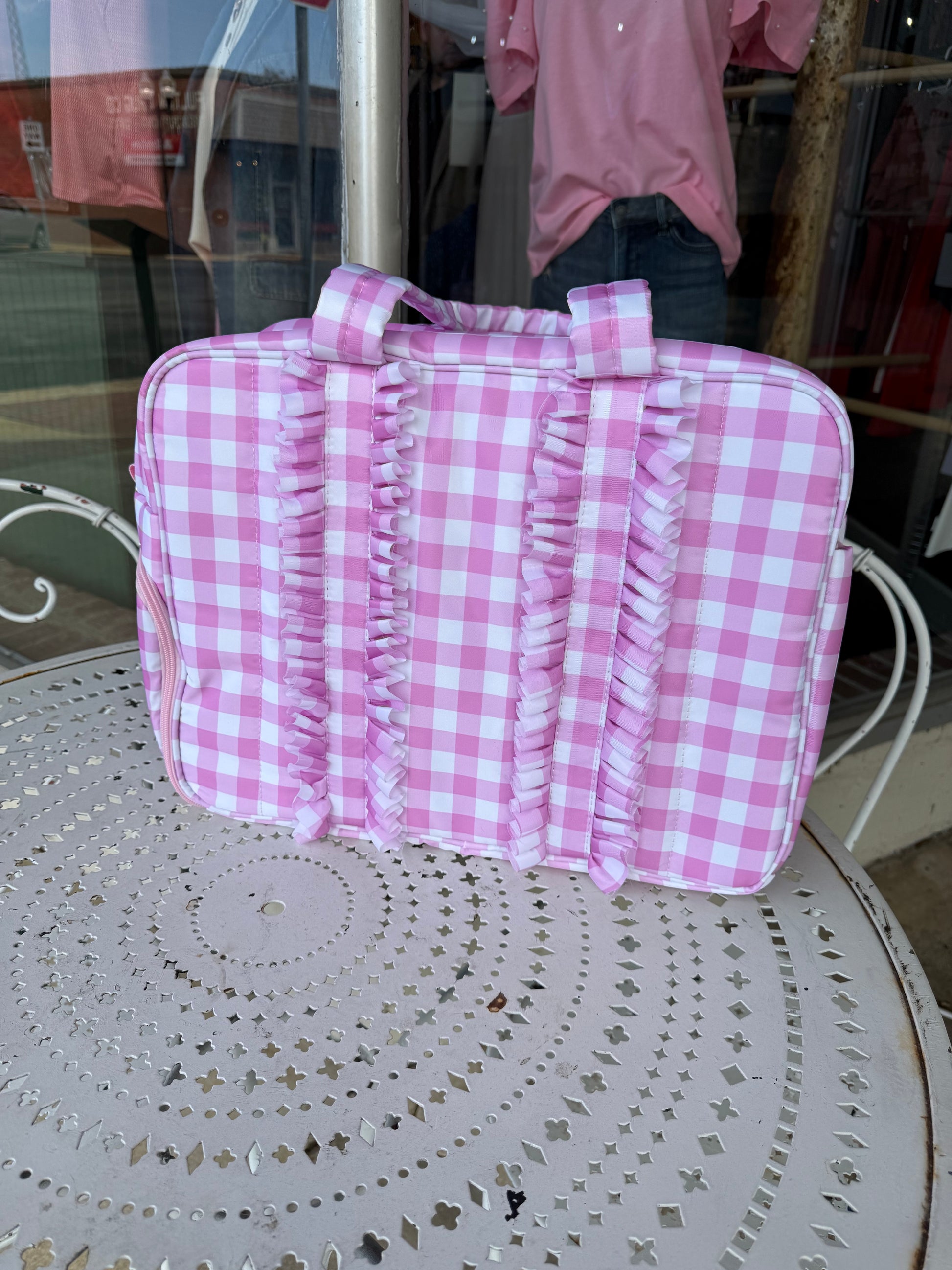 Gingham Ruffle Weekend Bag - Pink