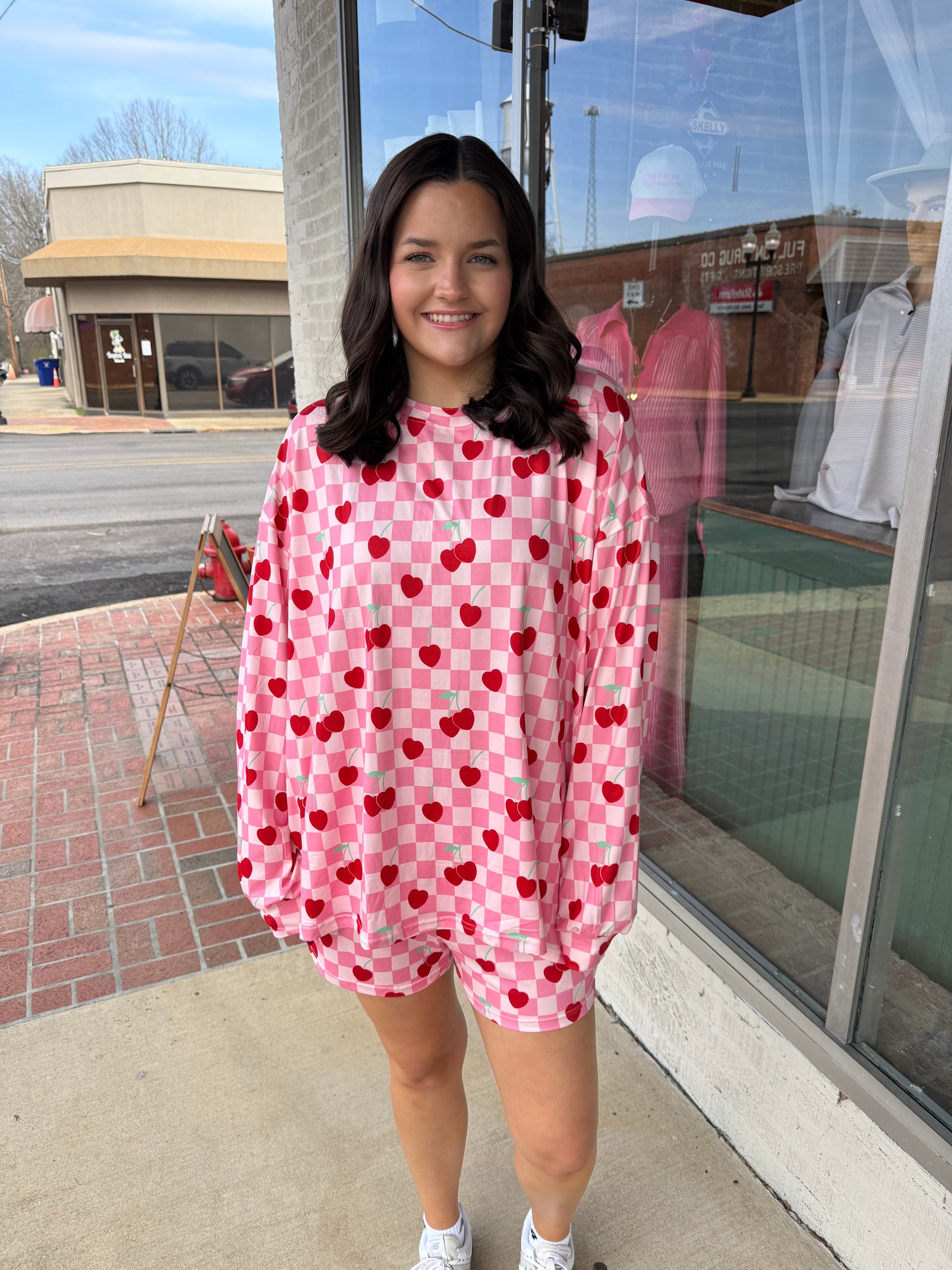 Pink Checkered Cherry Boxer Set