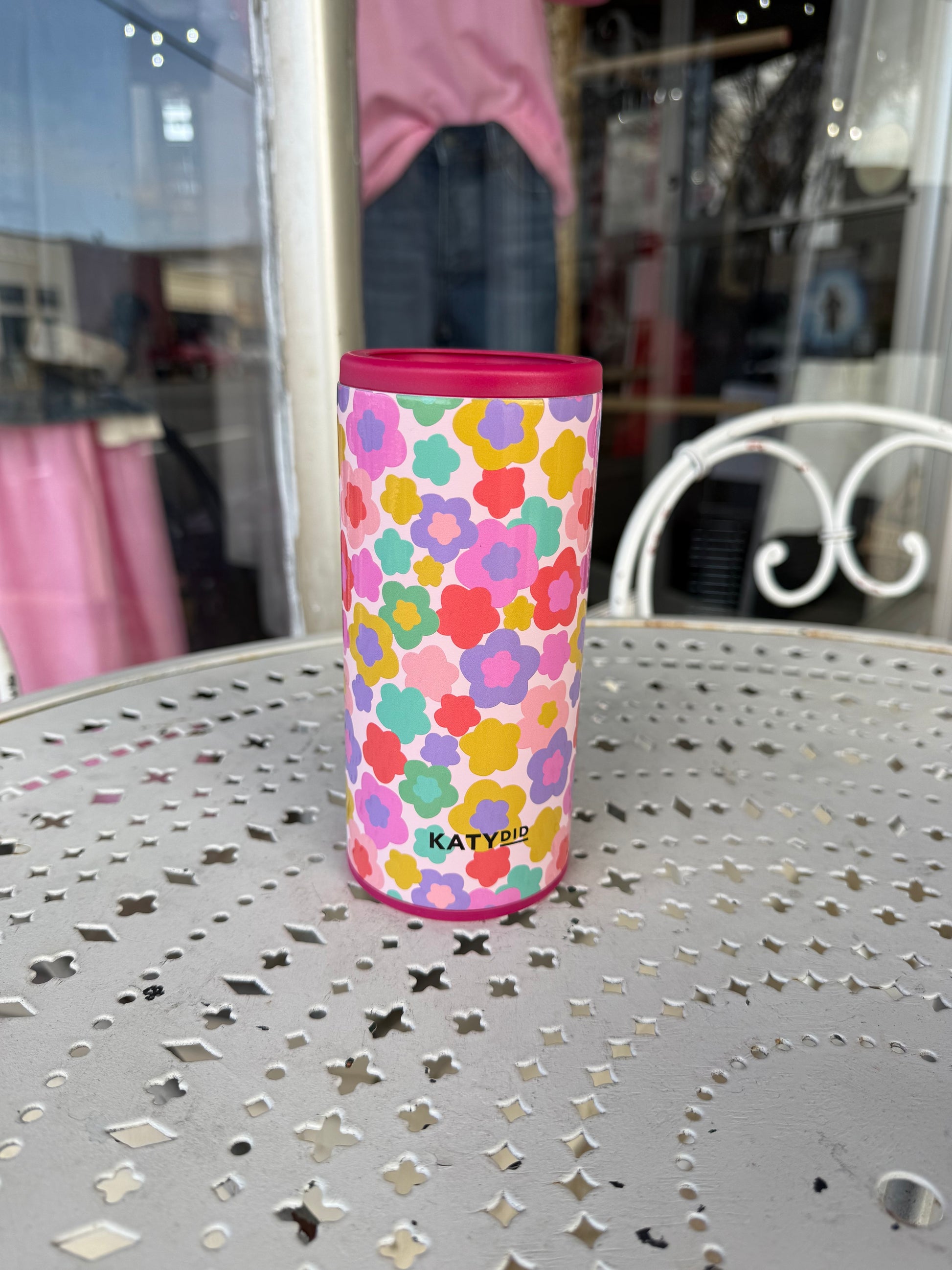 Groovy Mutlicolor Flowered Slim Can Koozie