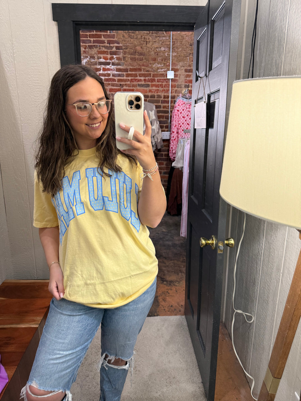 Lulu Mac Polka Dot Tee - Butter - YOUTH & ADULT