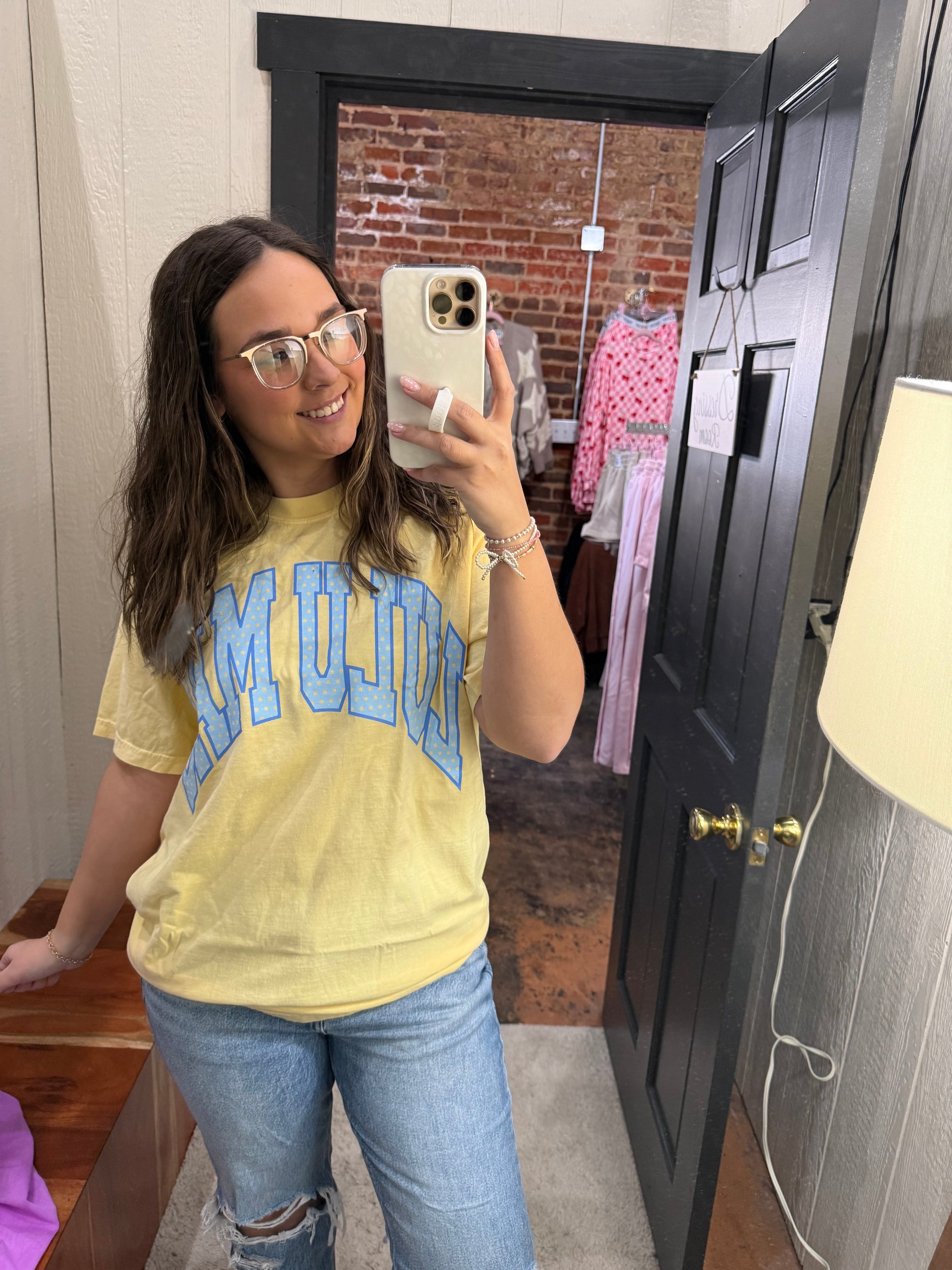 Lulu Mac Polka Dot Tee - Butter - YOUTH & ADULT