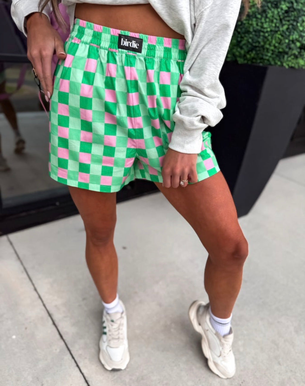 The Abbie Boxer Shorts - Pink/Green Checkered