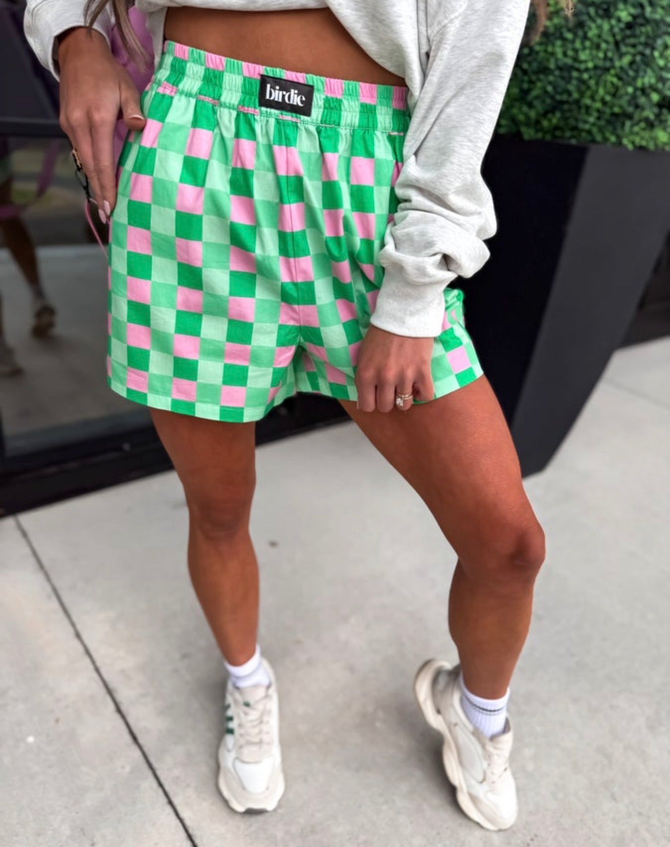The Abbie Boxer Shorts - Pink/Green Checkered