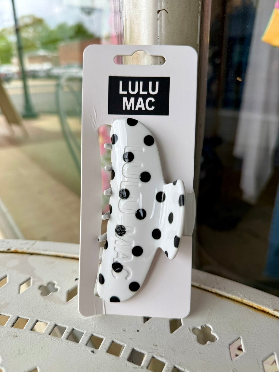 Lulu Mac Polka Dot Hair Clip - White