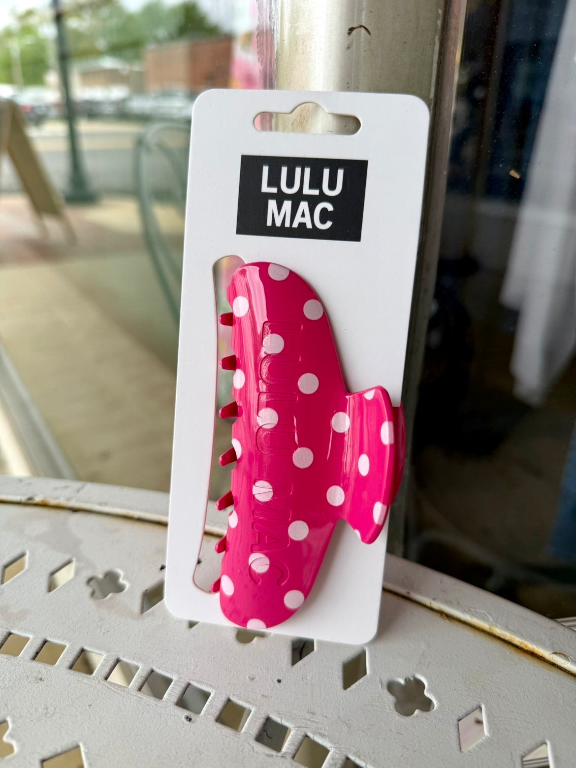 Lulu Mac Polka Dot Hair Clip - Hot Pink