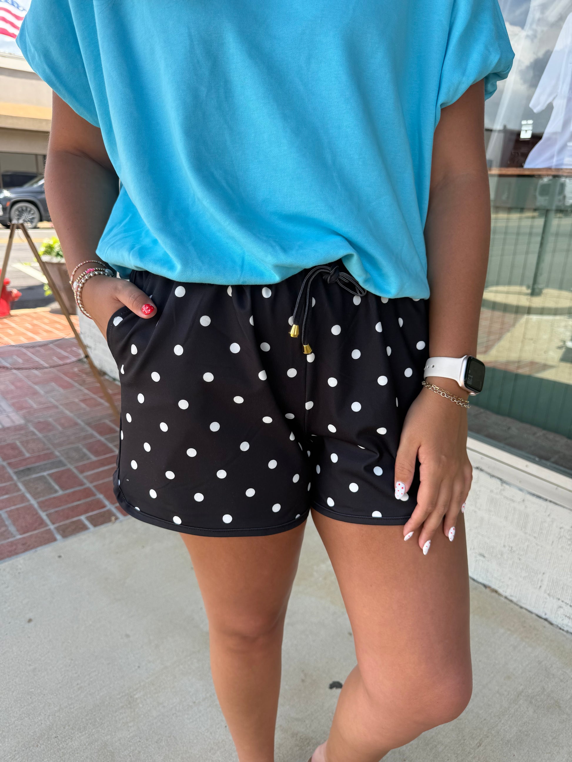 Black Polka Dot Active Shorts