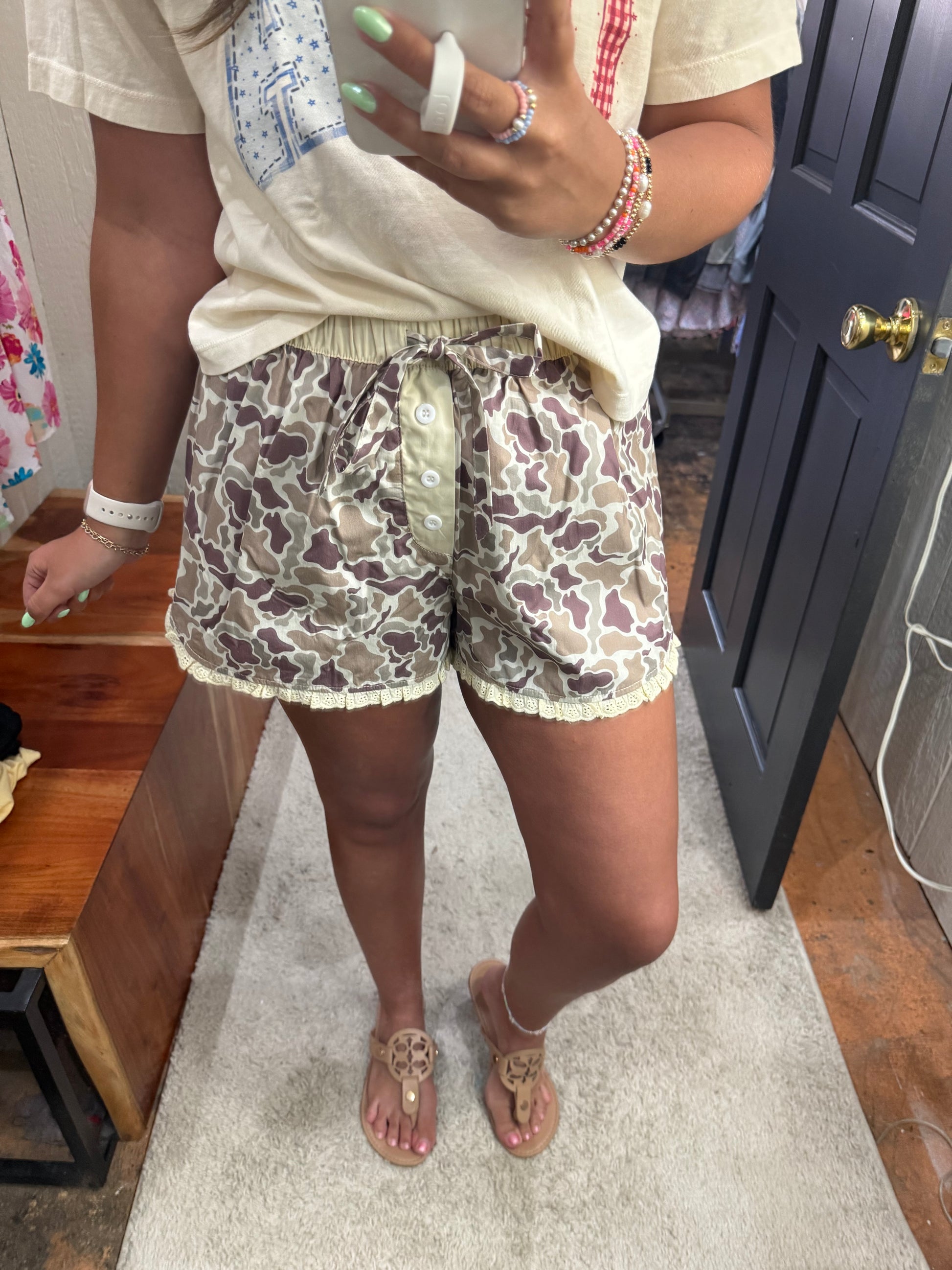 Duck Camo Ruffle Shorts