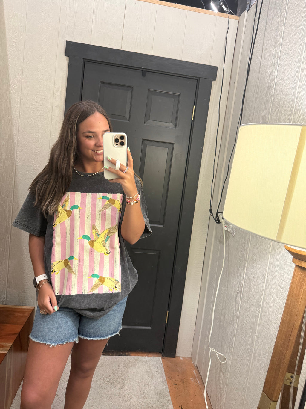 Mallard Ducks Striped Boyfriend Tee