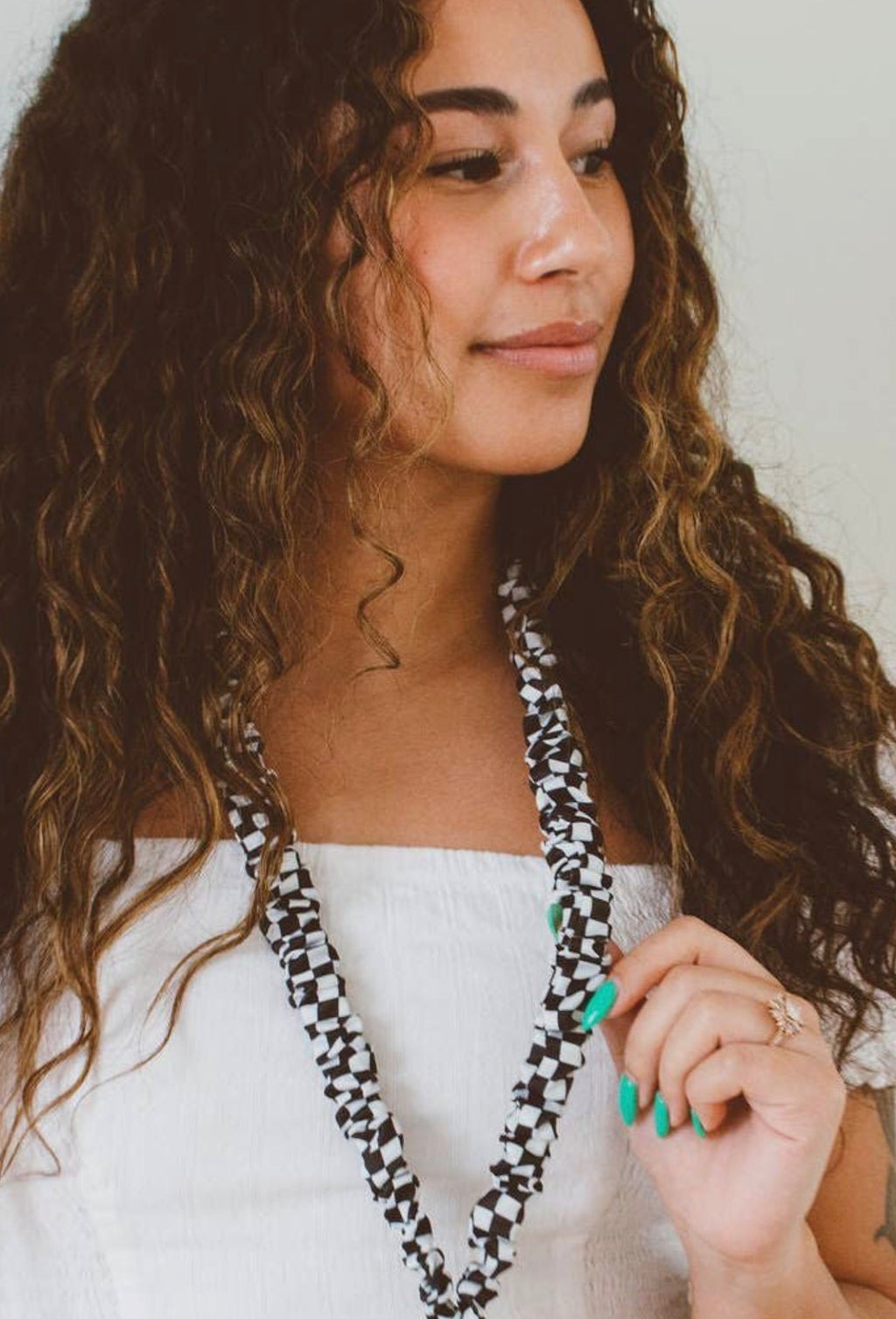 Black Checkerboard Lanyard