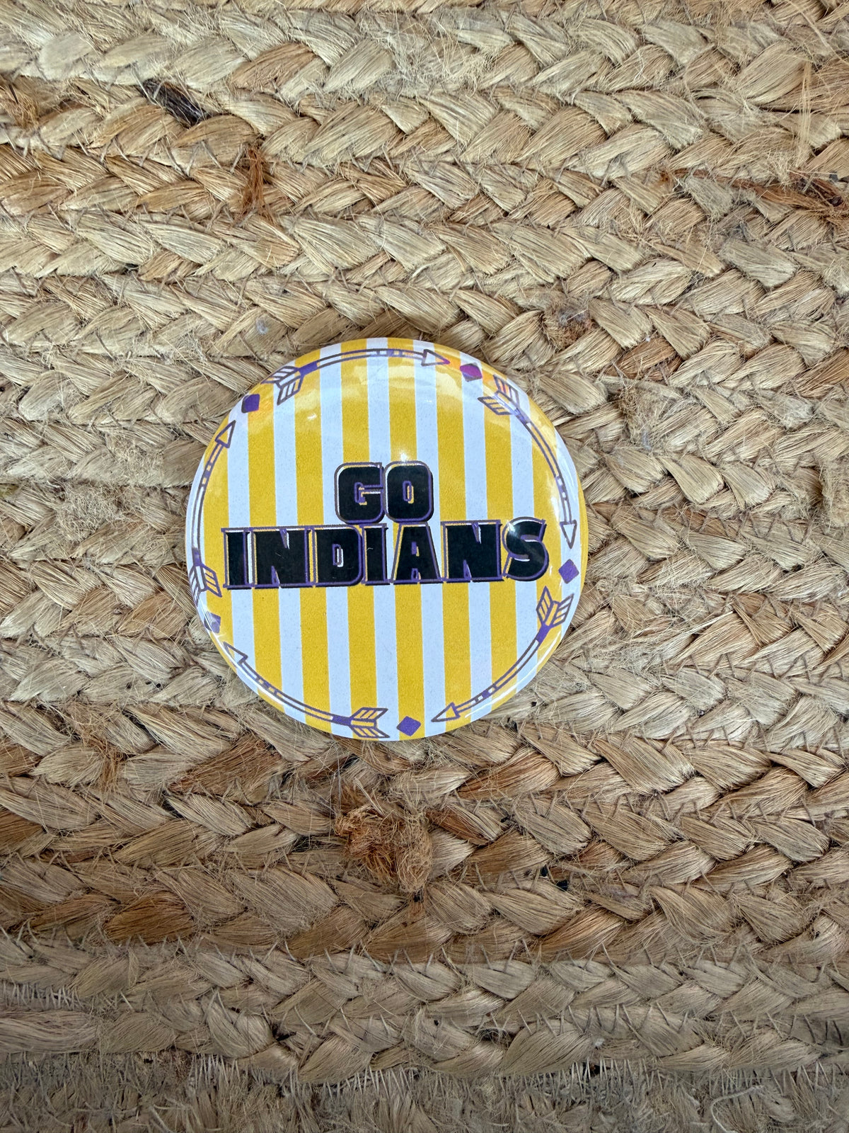 Go Indians Button - Yellow