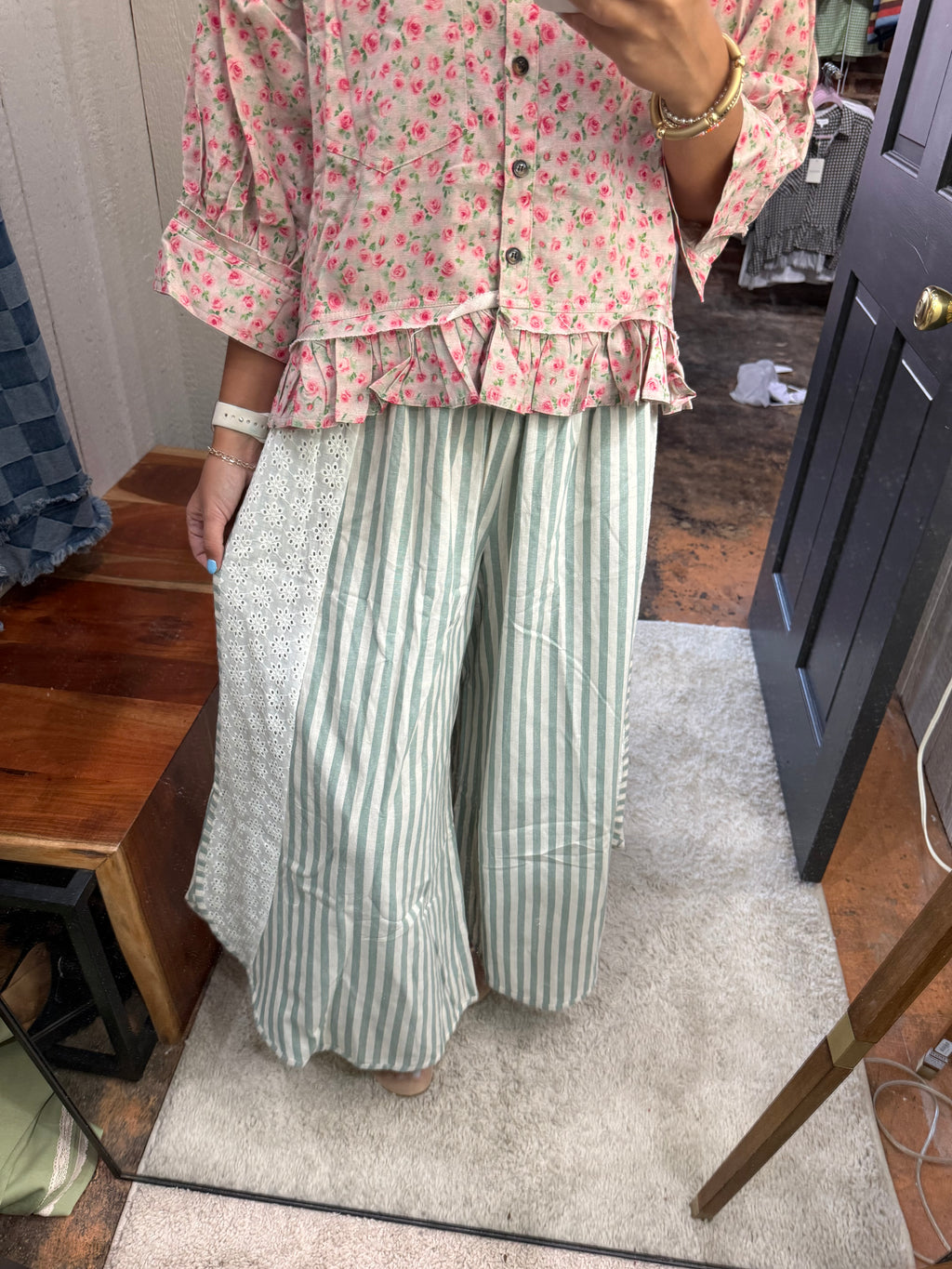 The Eyelet Pants - Eucalyptus