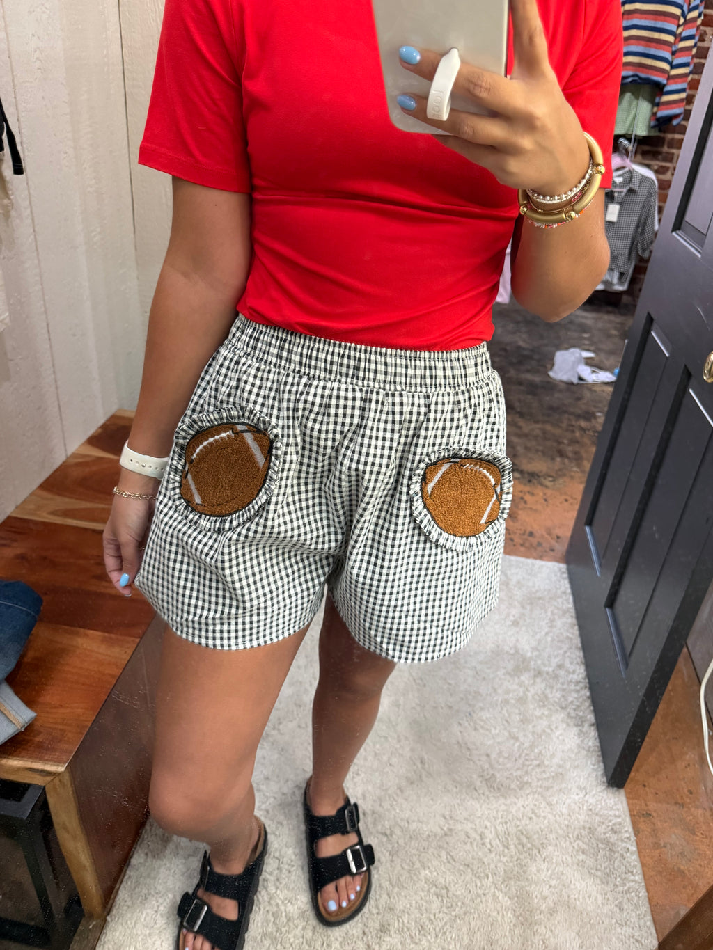 Gingham Ruffle Football Pocket Shorts