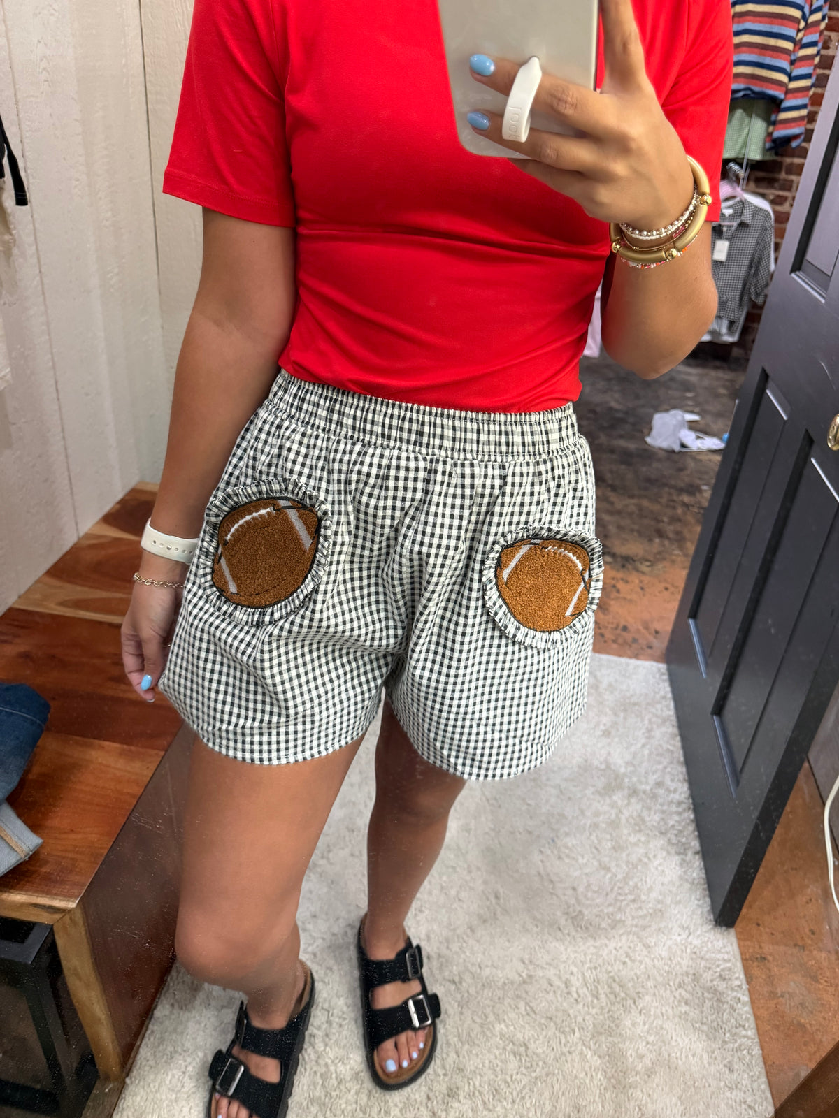 Gingham Ruffle Football Pocket Shorts